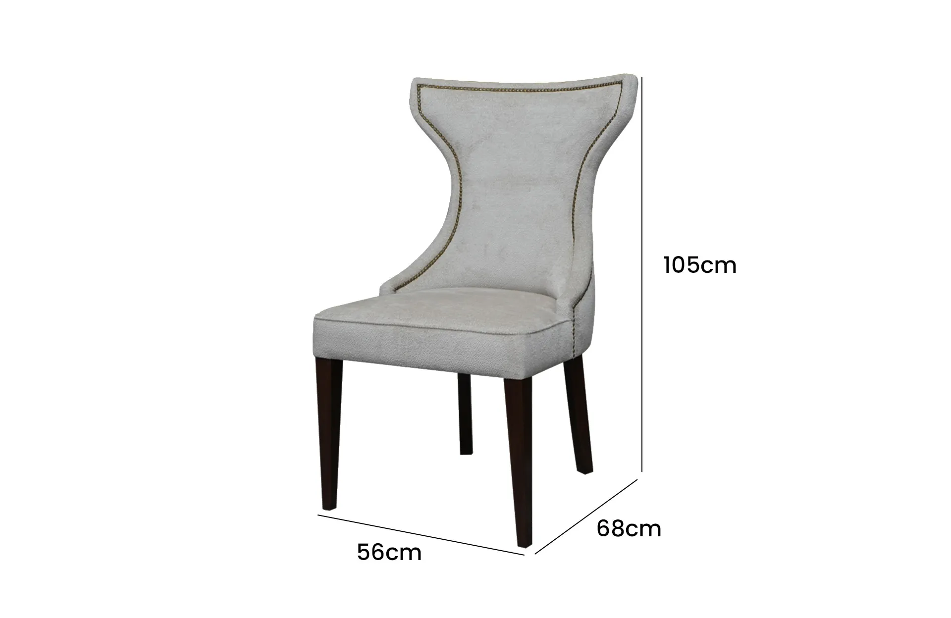 Home Decor Abelia Dining Chair PA WR 03 Beige (Paku Bronze) Side View Size