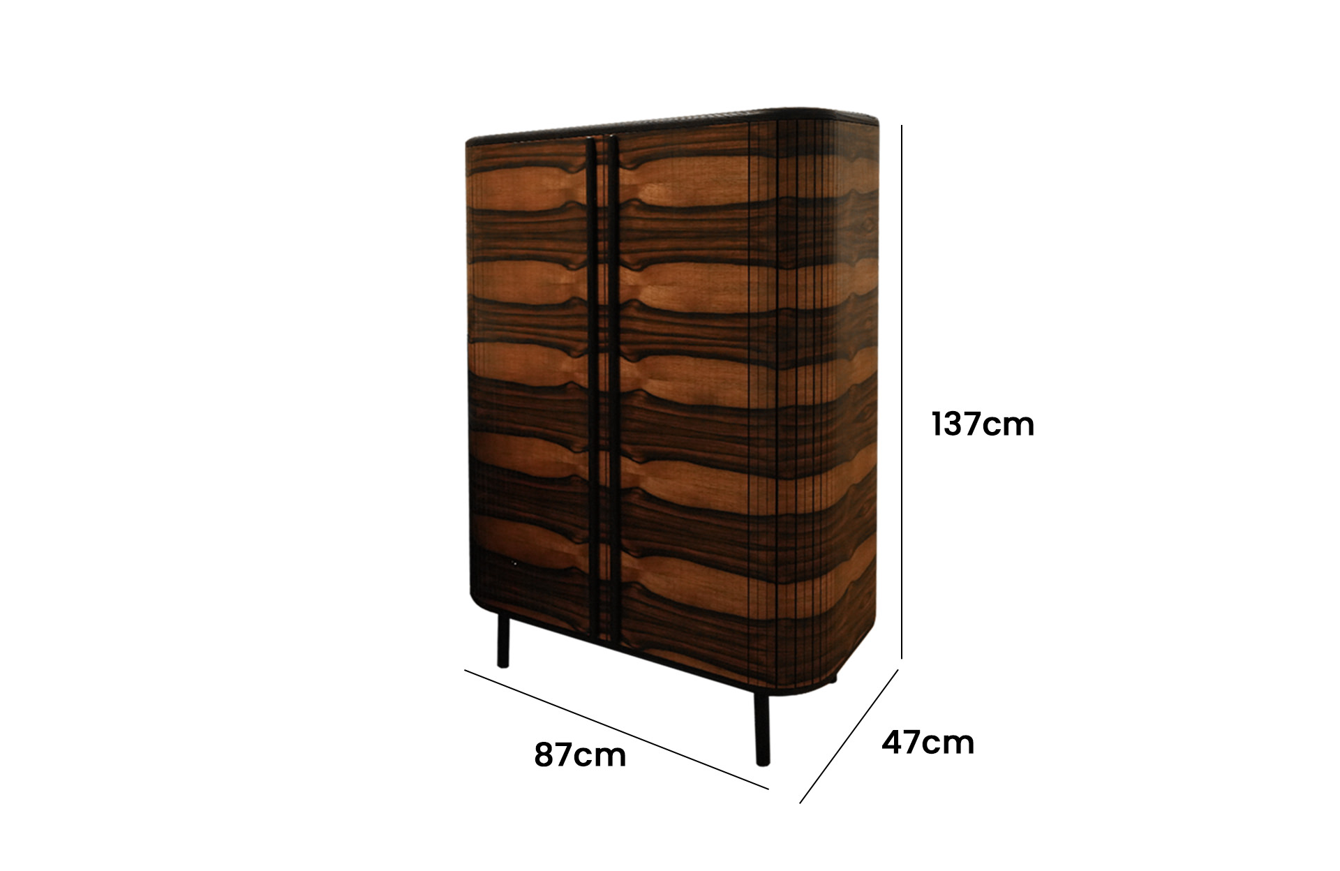 Home Decor Bar Cabinet Bubal BU180 Side View Size