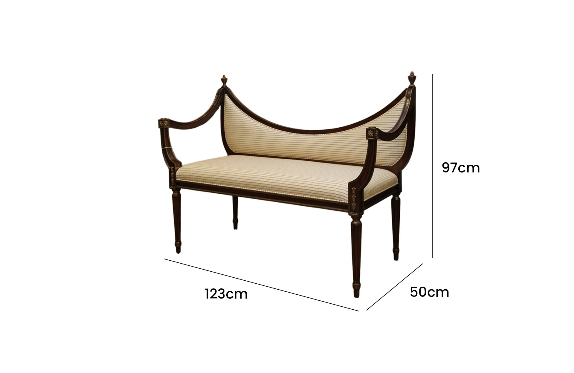Home Decor Bench Minang 34225 B Side View Size