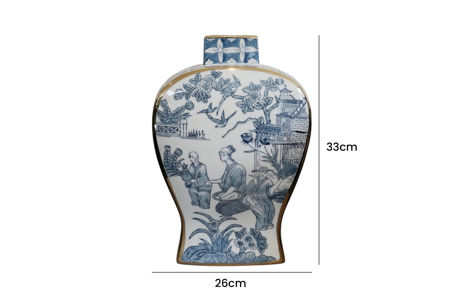 Home Decor Ceramic Decorate Jar V Design 22L Front View Size