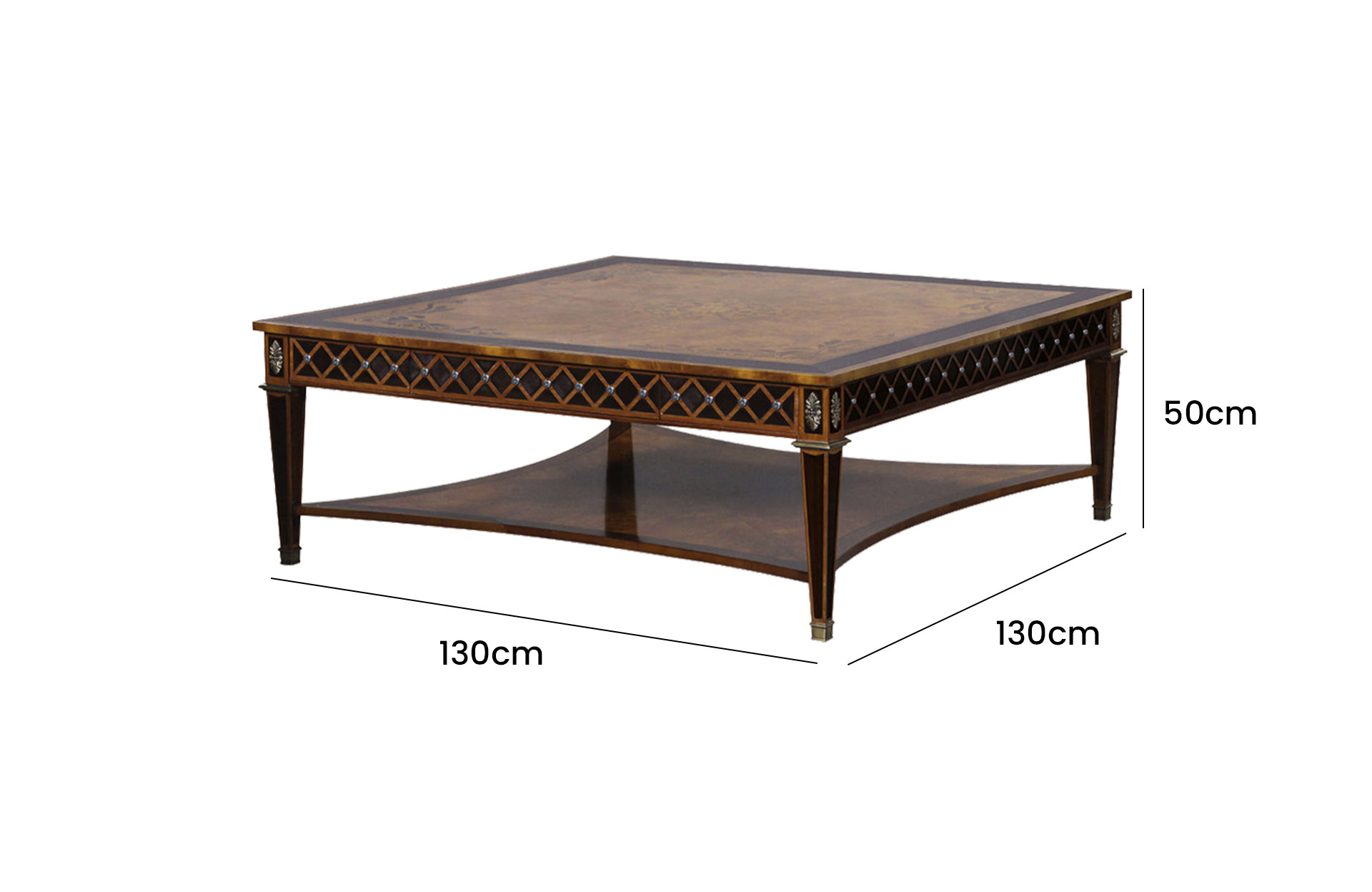 Home Decor Coffee Table Square Kensington 34507 Side View Size
