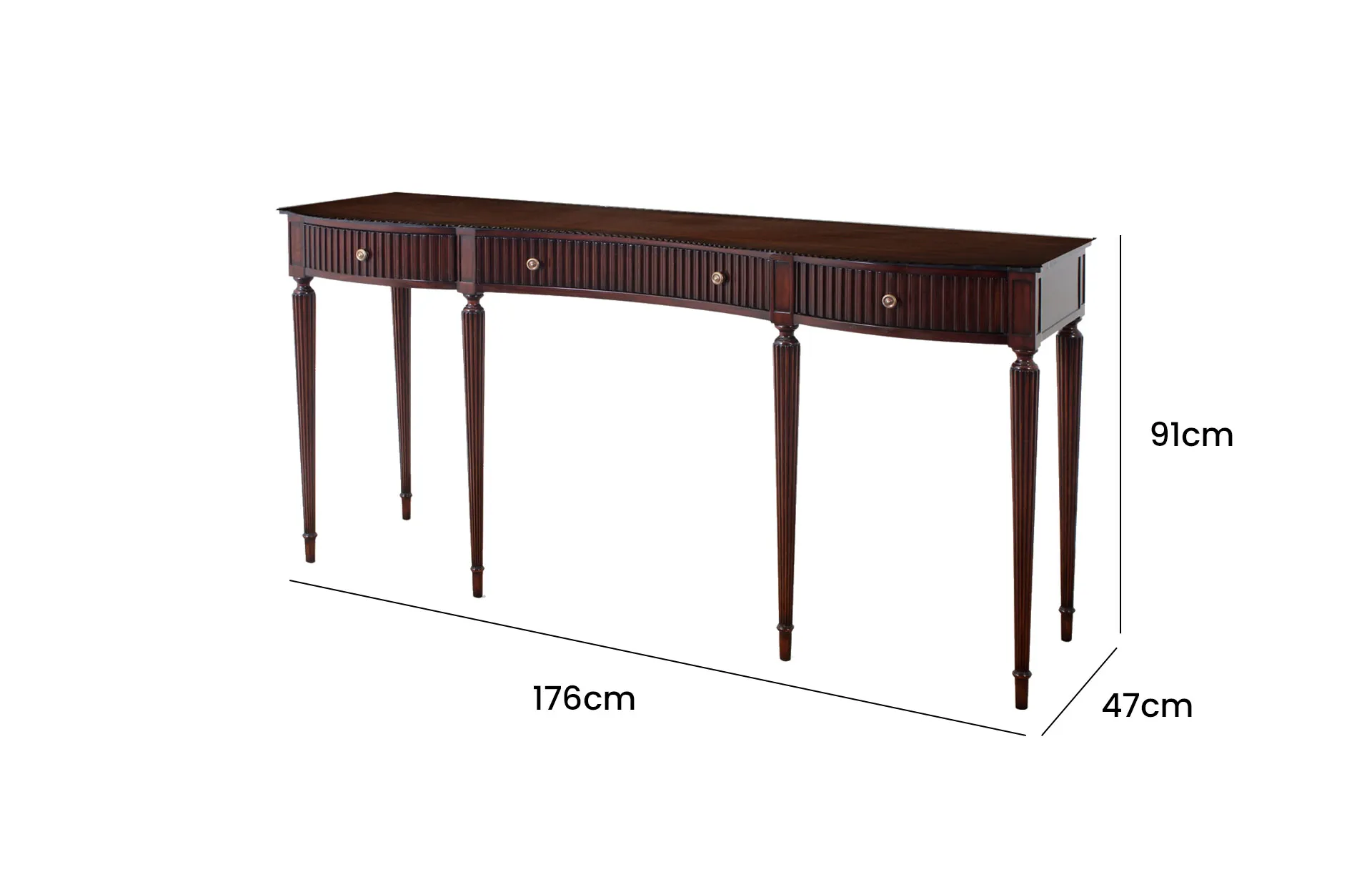 Home Decor Console Frivole, Wooden Top 34380 Side View Size