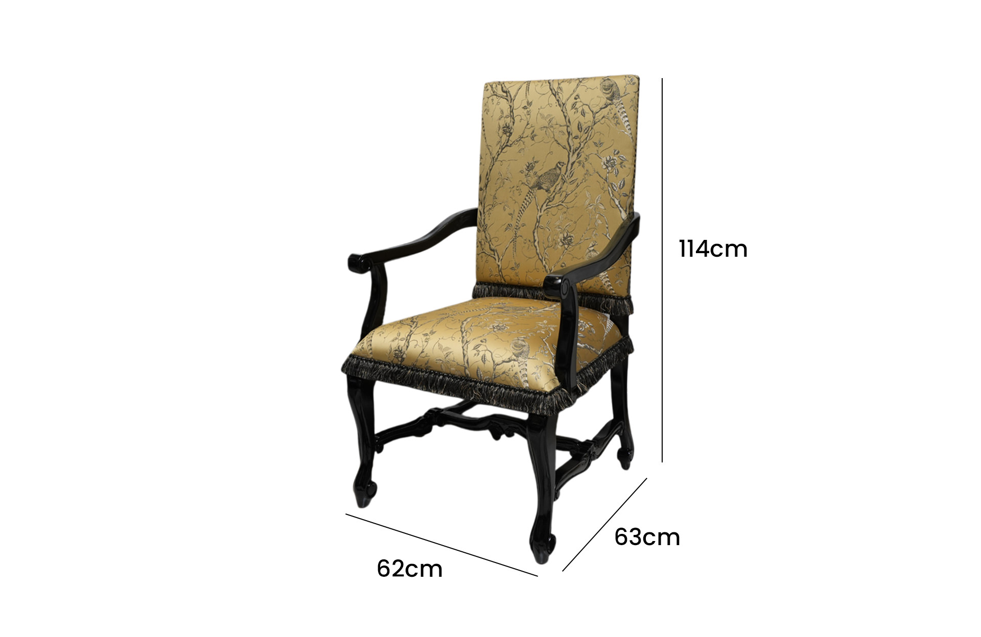 Home Decor Serampat Arm Dining Chair TPA Zest Side View Size