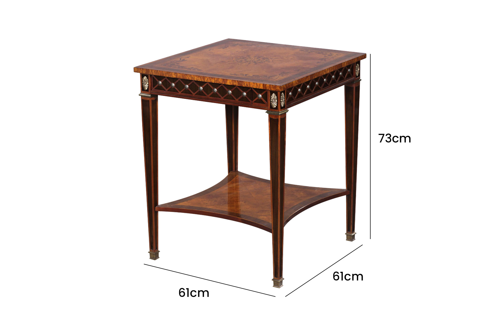 Home Decor Side Table Square Kensington 34506 Side View Size