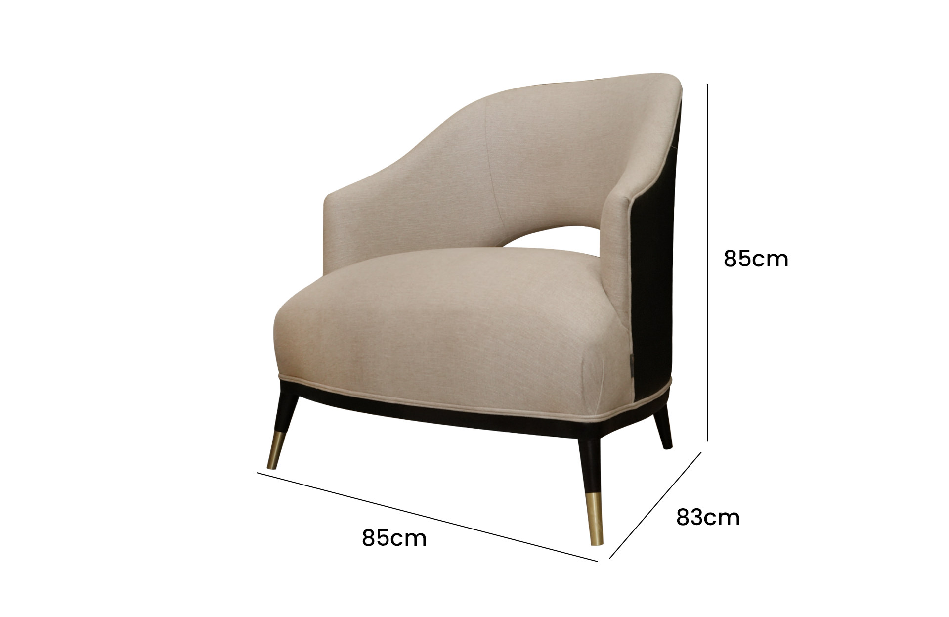 Home Decor Tabouli Armchair Large D 12 Sand Side View Size