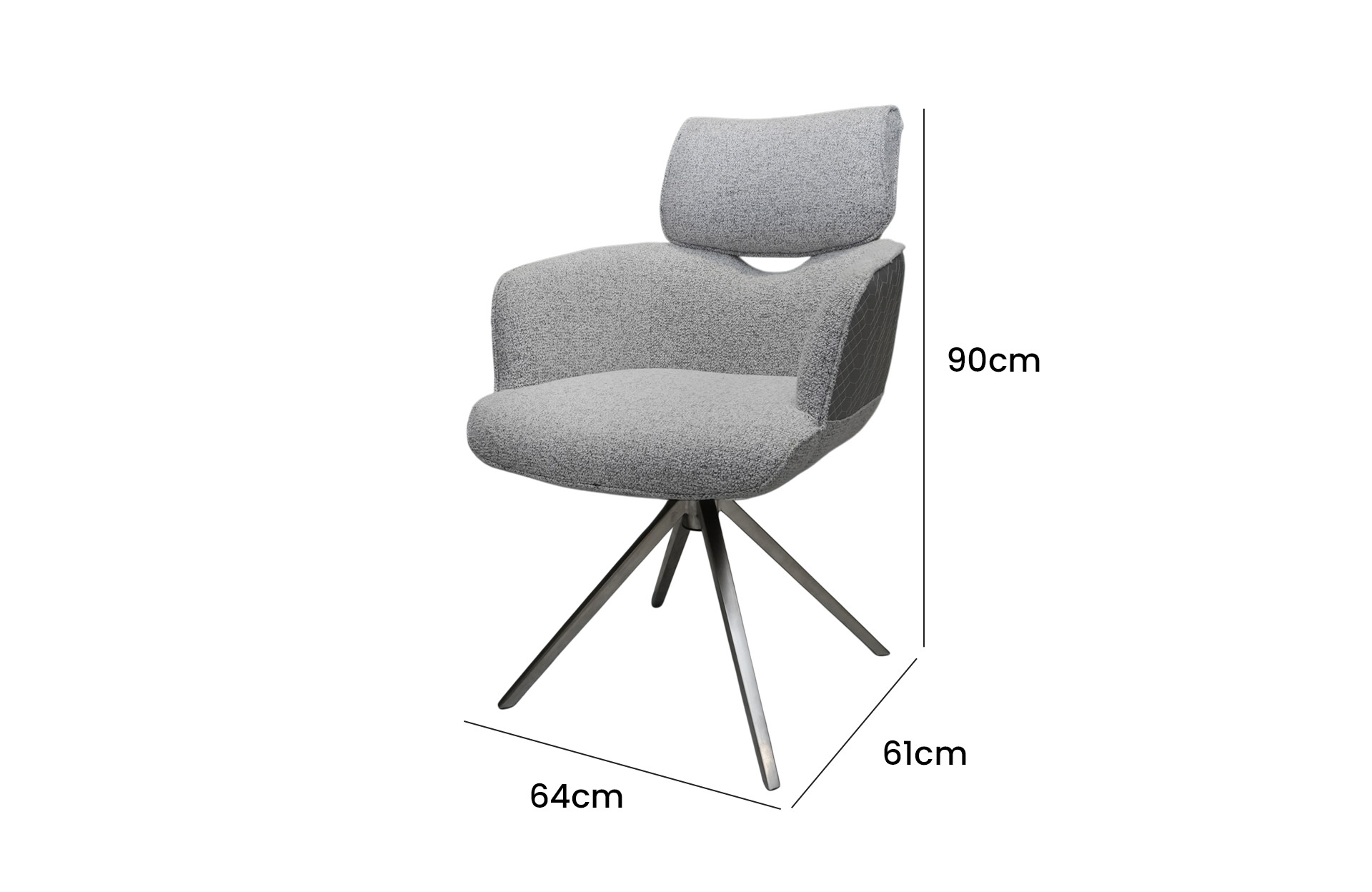 Home Decor Davis Swivel Dining Armchair CL 12194 LG Side View Size