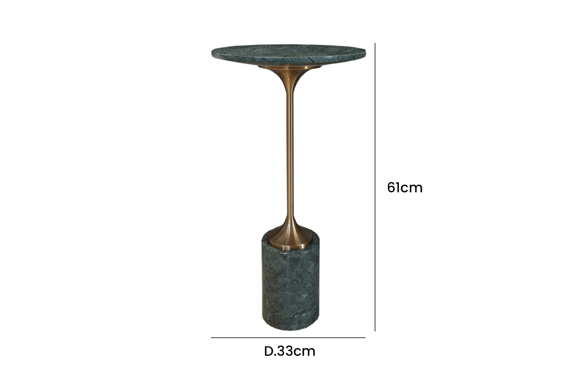 Home Decor HB 3210 Table Coffee Bronze Side Table Front View Size