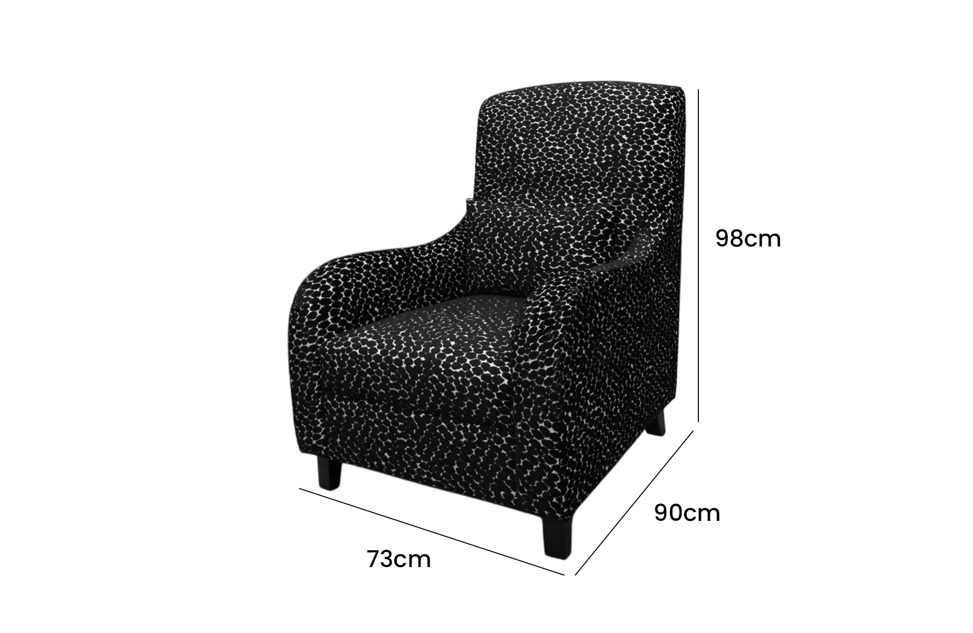 Home Decor Hanzhi Single TJ 090 Indigo Armchair Side View Size