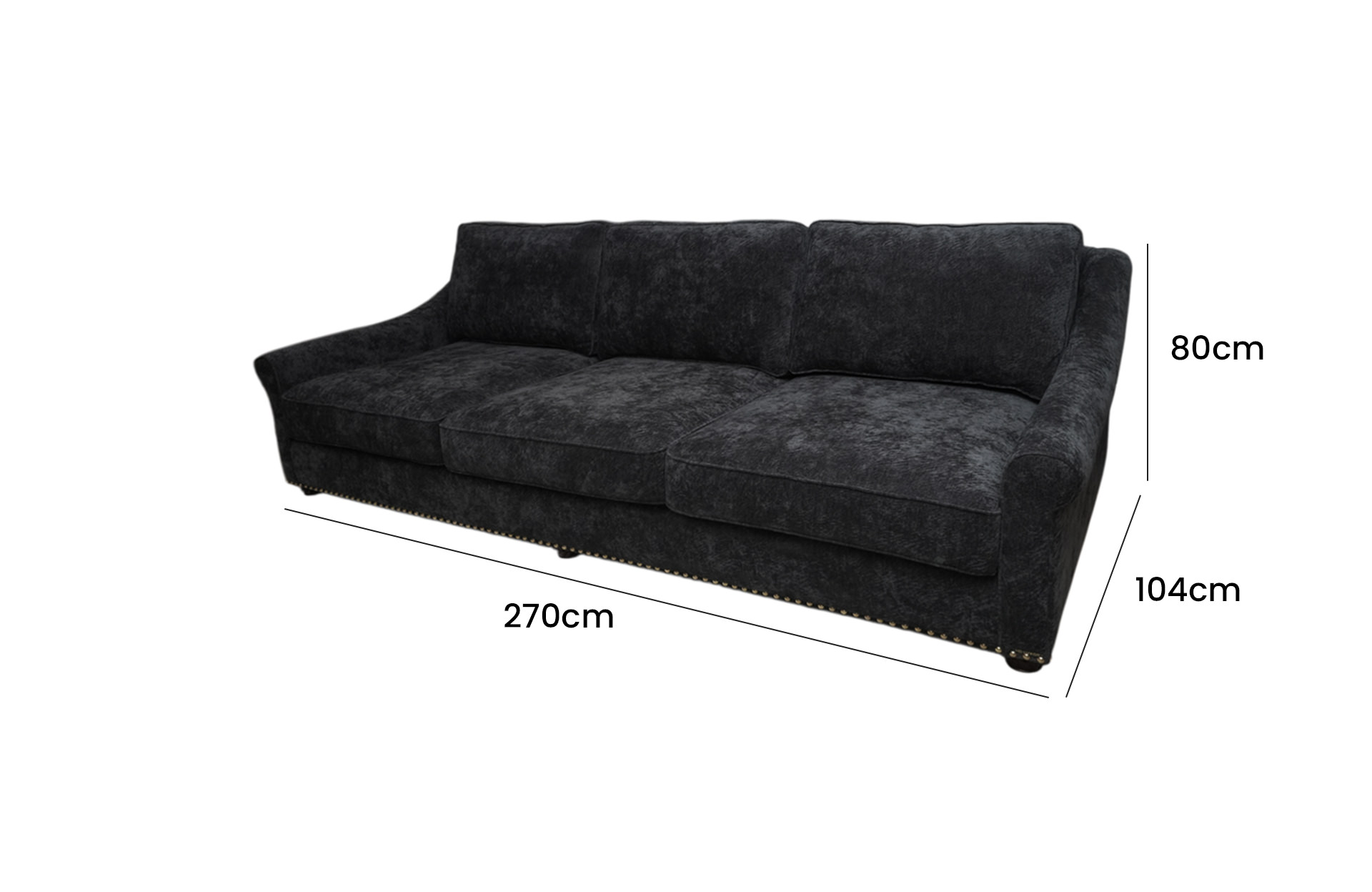 Home Decor Mark Sofa PII B-04 Side View Size