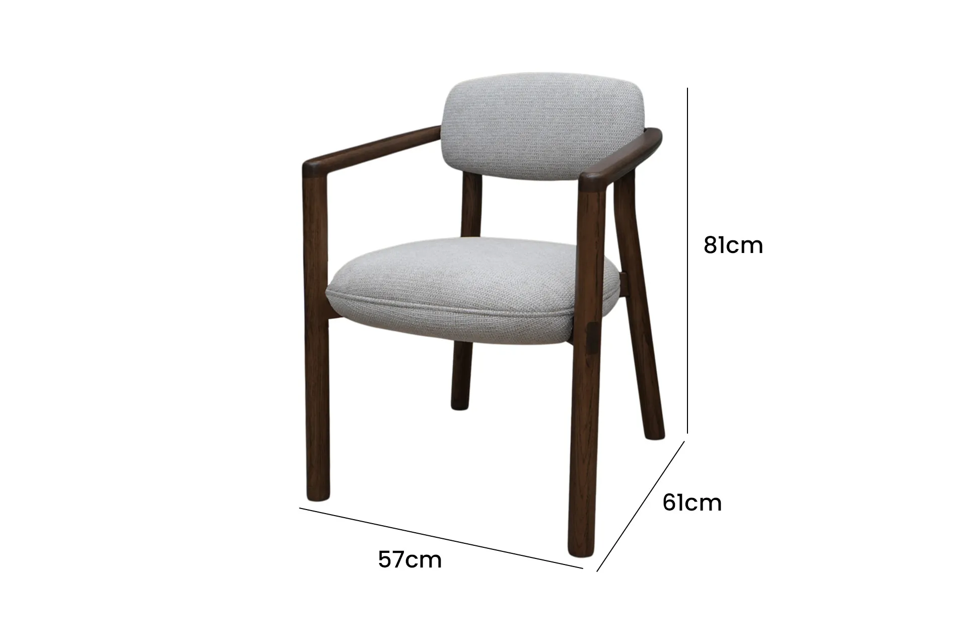 Home Decor Bubal Dining Chair with Armrest Side View Size