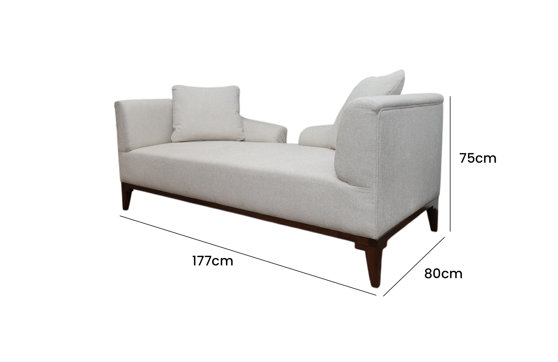 Home Decor Delphine Daybed Small MO Parchment Side View Size