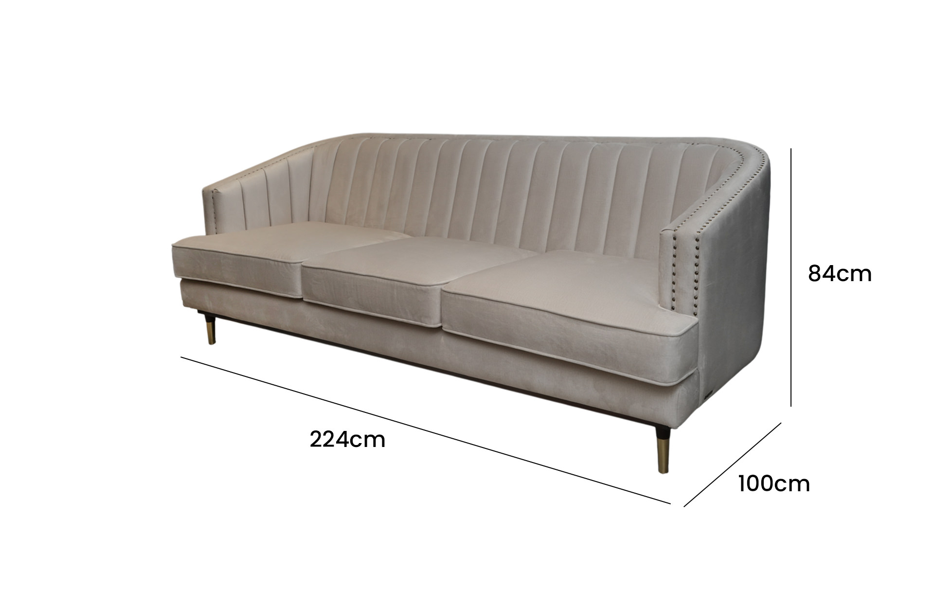 Home Decor Gustav Sofa MV 02-Bronze Side View Size