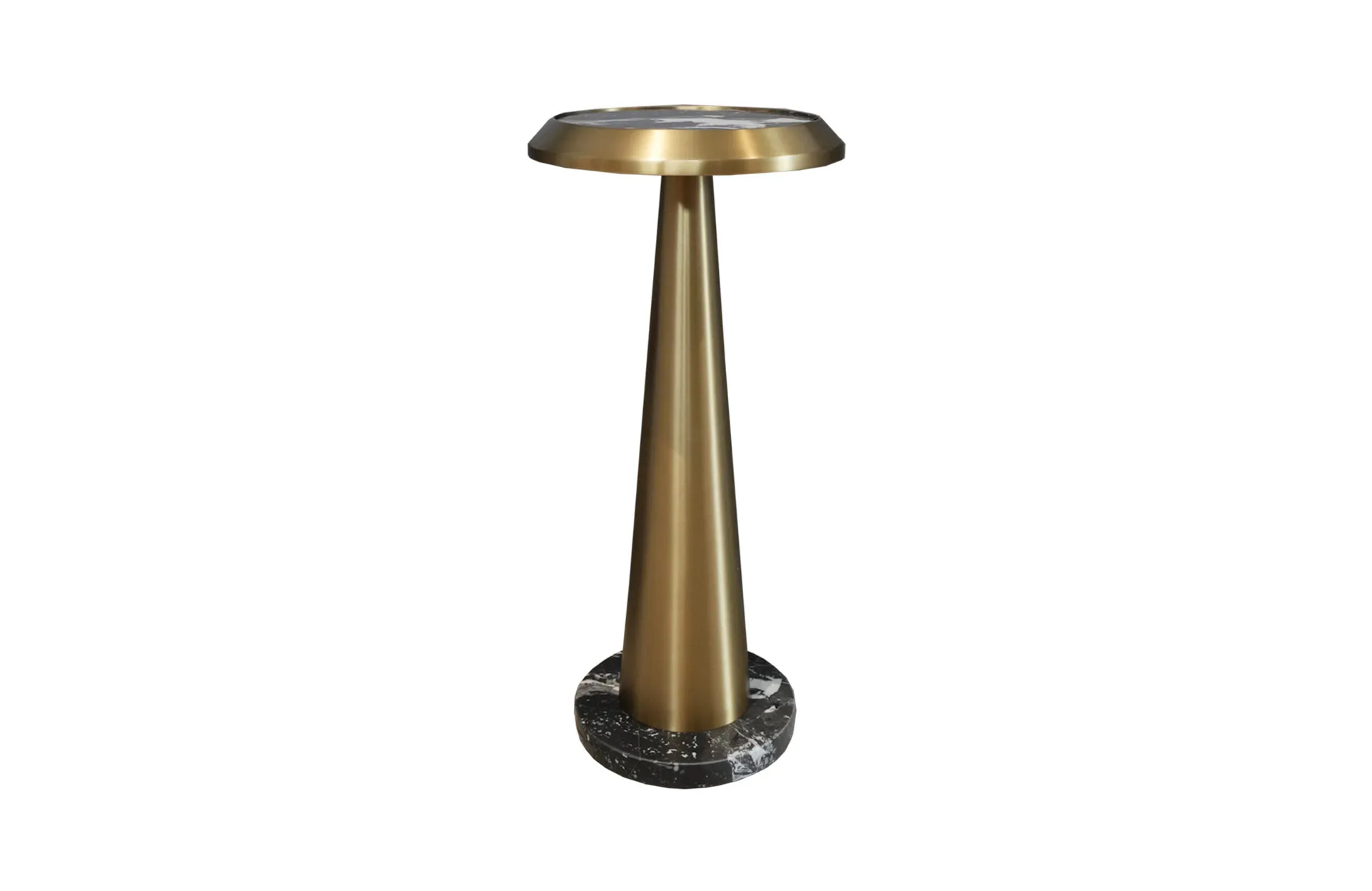 Home Decor HB 3801 Table Half Matte Brass Bronze Side Table Front View