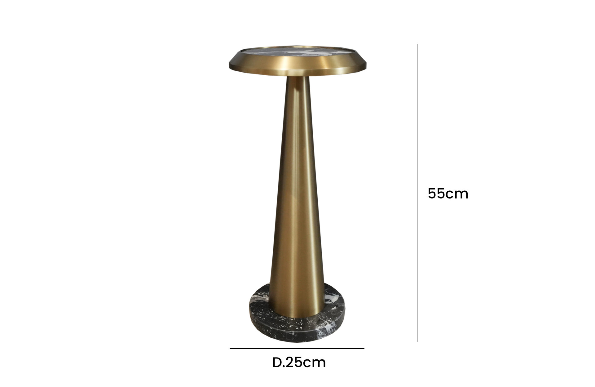 Home Decor HB 3801 Table Half Matte Brass Bronze Side Table Front View Size