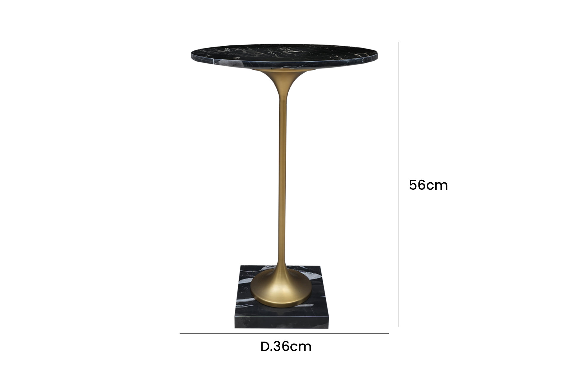 Home Decoe HB 3808 Table Half Matte Brass Bronze Side Table Front View Size