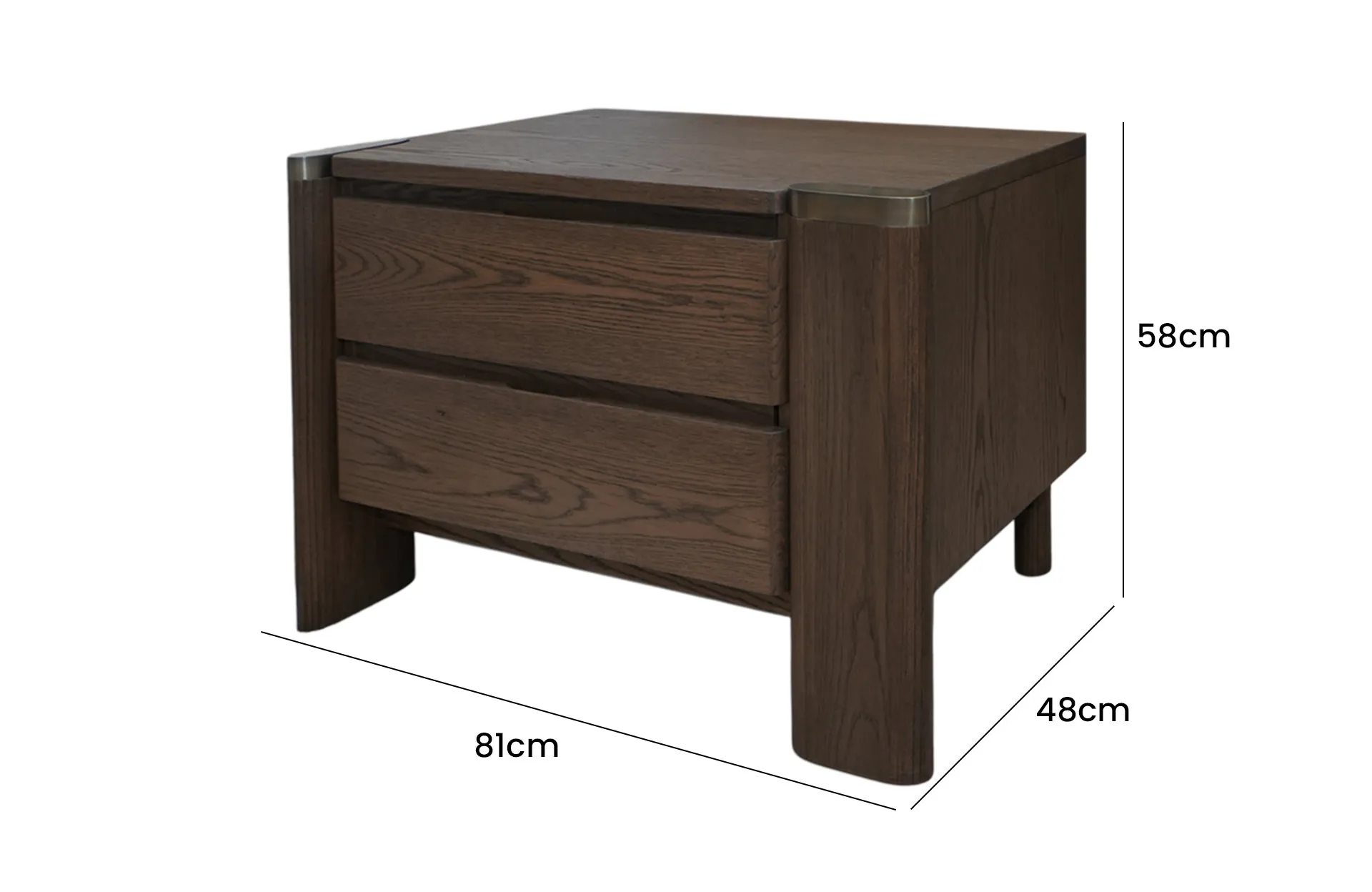 Home Decor Montaro Nightstand Right Side View Size