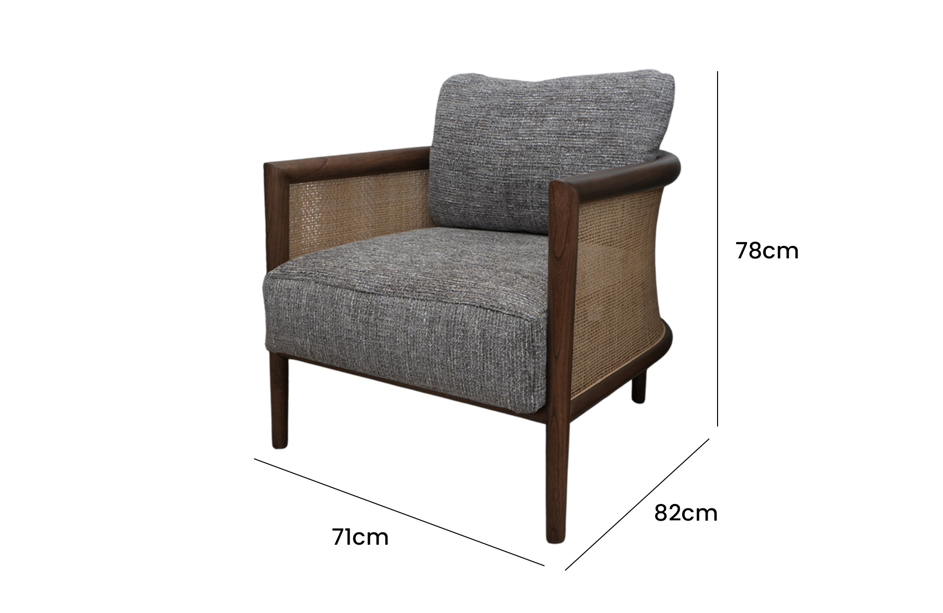 Home Decor Pechal Armchair Side View Size
