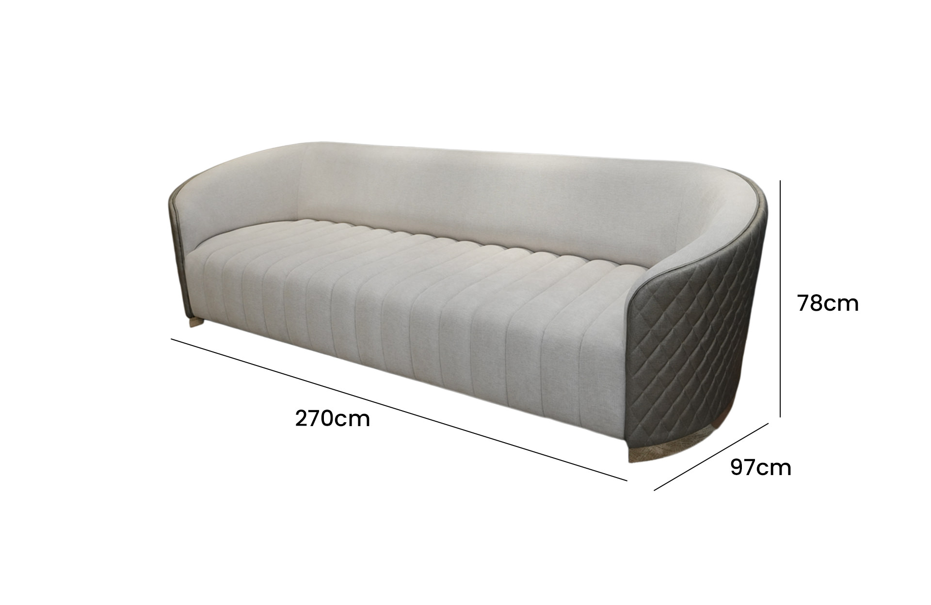 Home Decor Richter Sofa MH Linen Side View Size