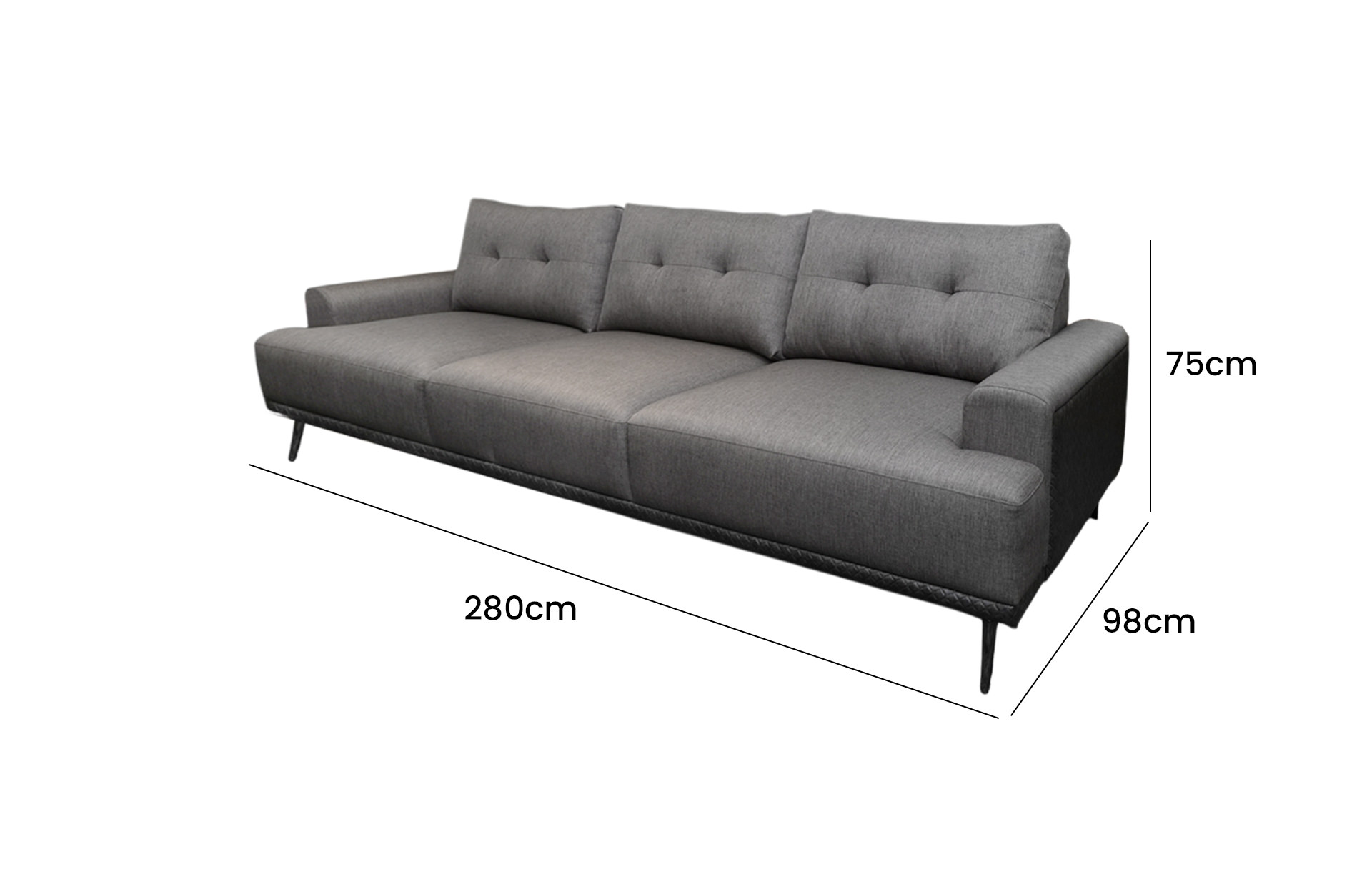 Home Decor Tenaya Sofa TU 24 Taupe Side Front View Size