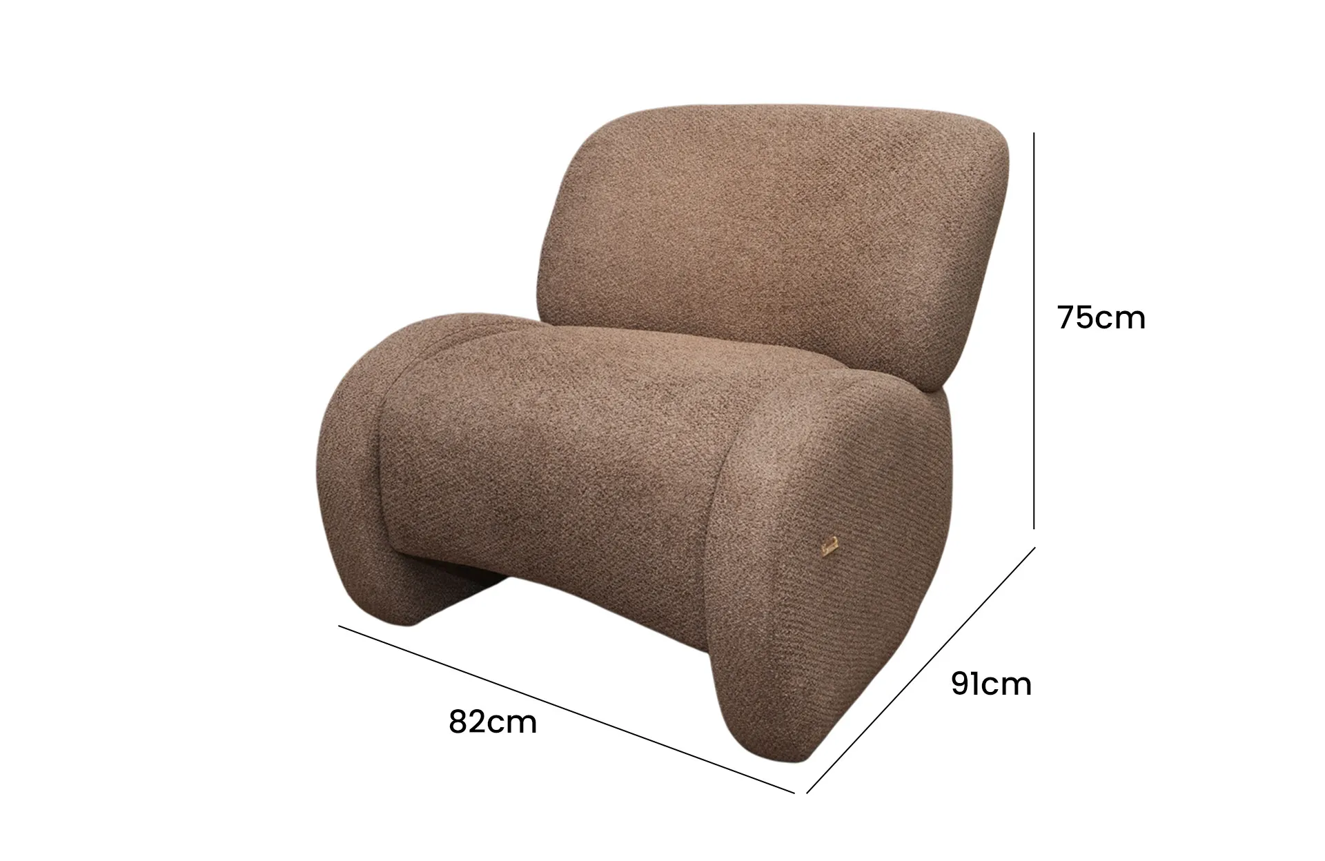 Home Decor Ayden Lounge Chair-2 Side View Size