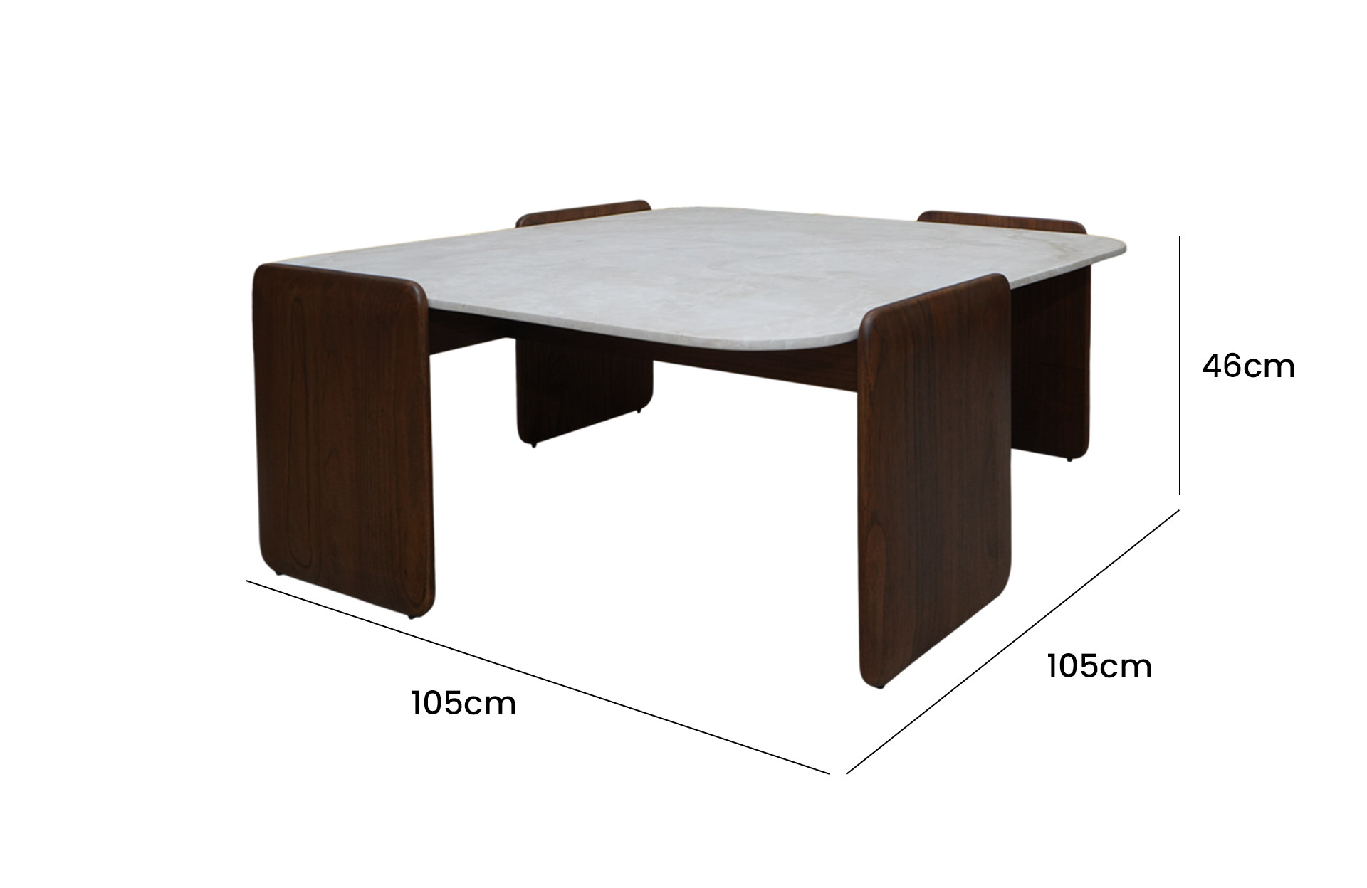 Home Decor Cancun Coffee Table Side View Size