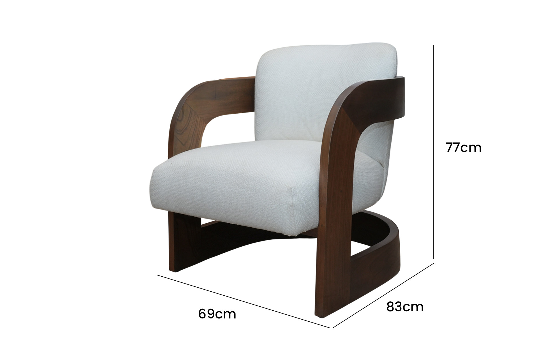 Home Decor Coba Armchair Side View Size