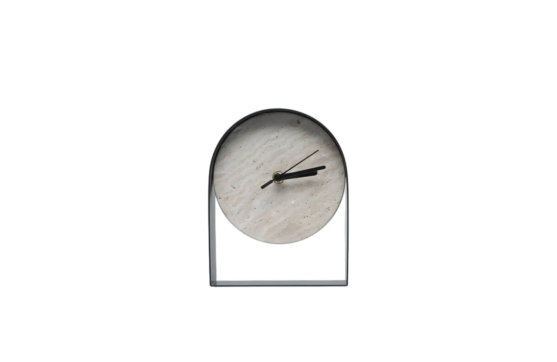 Home Decor FC-W25004 Travertine Table Clock Front View
