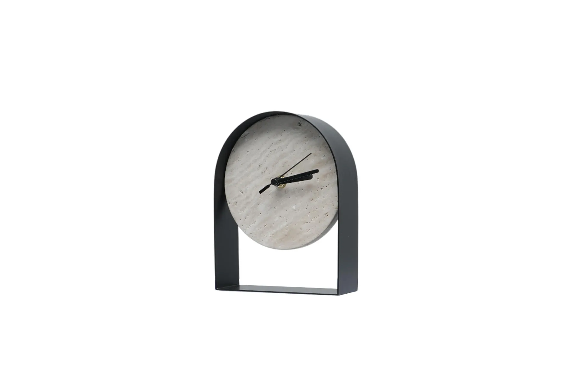 Home Decor FC-W25004 Travertine Table Clock Side View