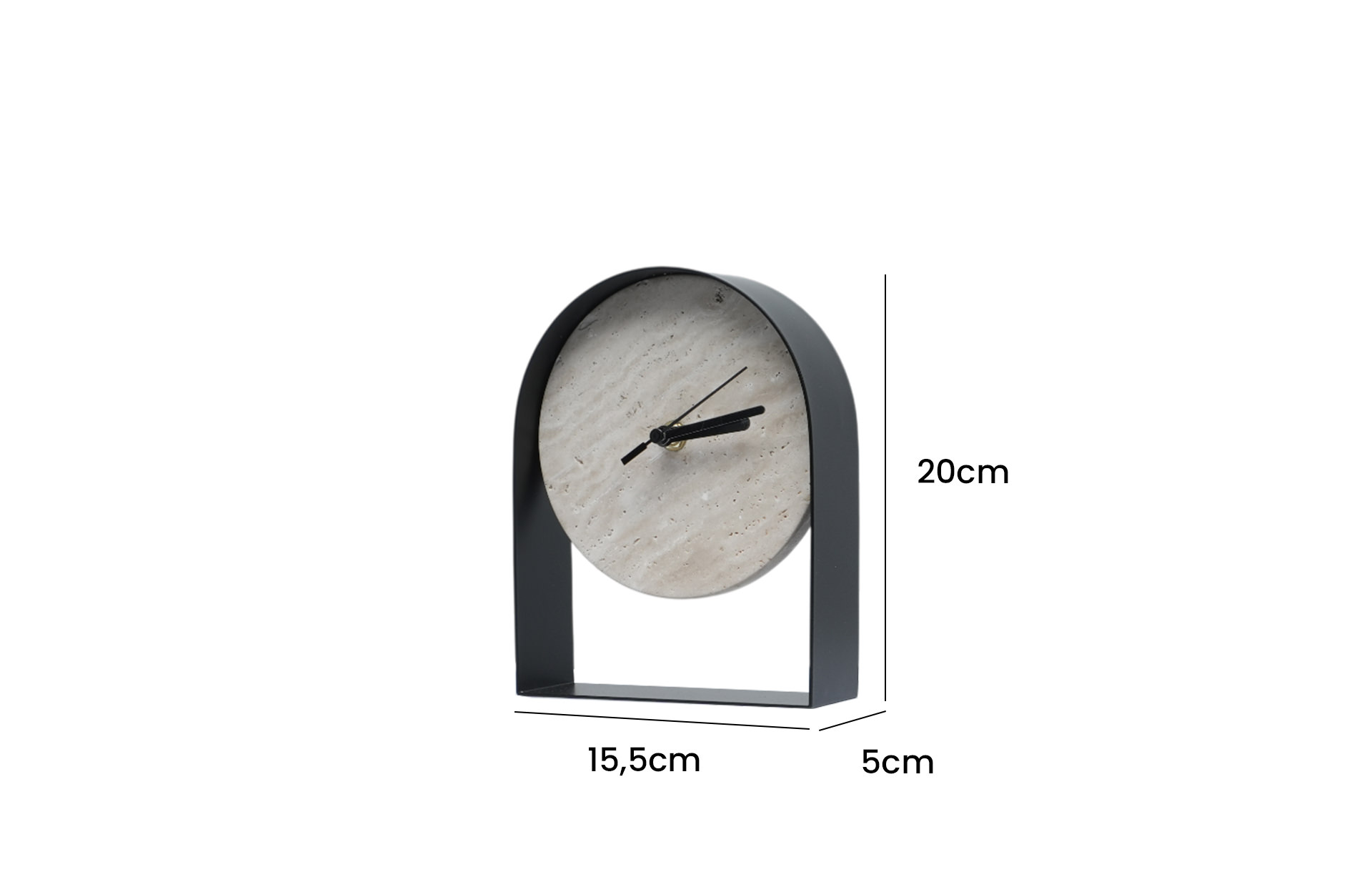 Home Decor FC-W25004 Travertine Table Clock Side View