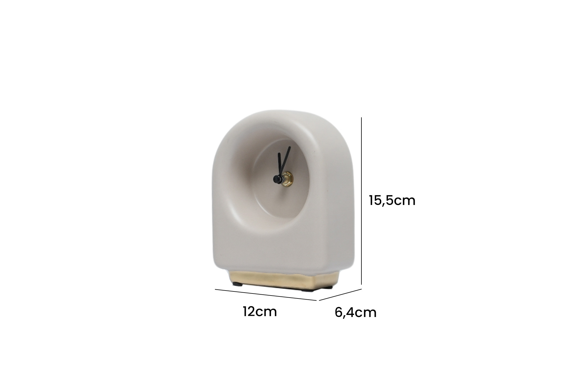 Home Decor FD-D25010 Gold Base Table Clock Side View Size