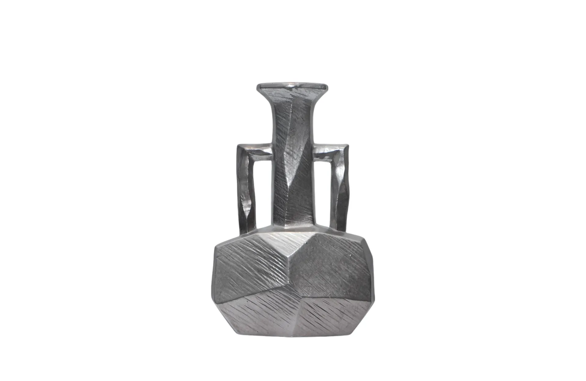 Home Decor FF-D25052A Silver Portable Pot A Front View