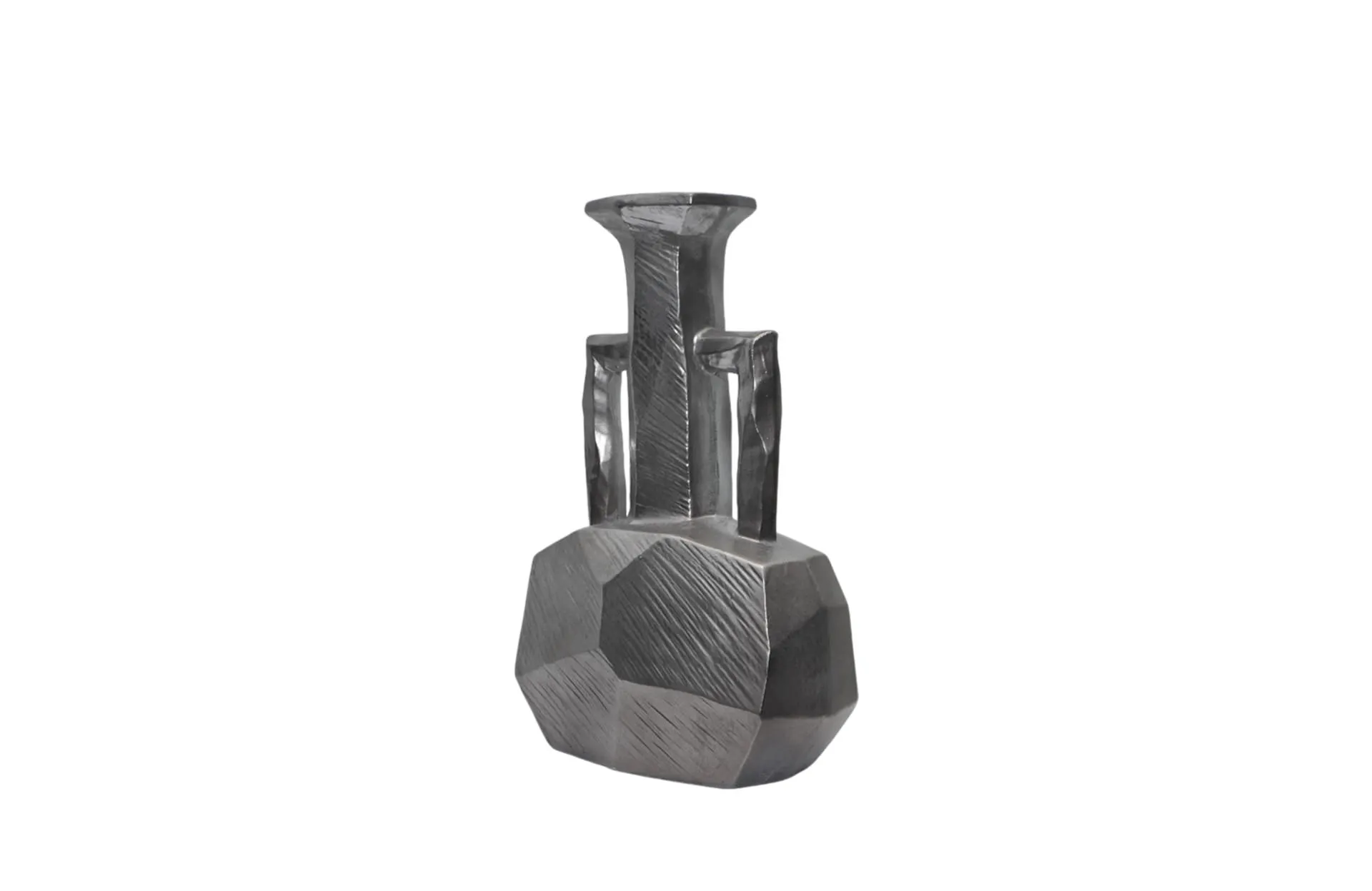Home Decor FF-D25052A Silver Portable Pot A Side View