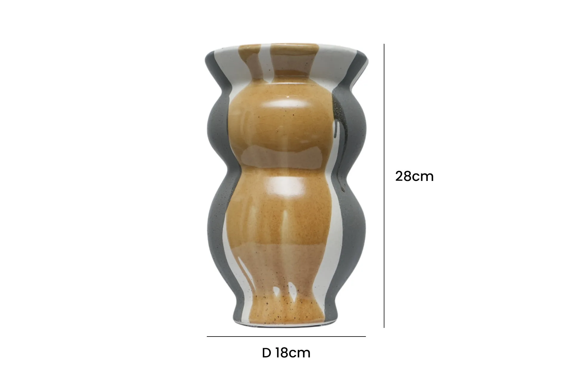 Home Decor FF-D25063 Splash Glaze Vase Front View Size