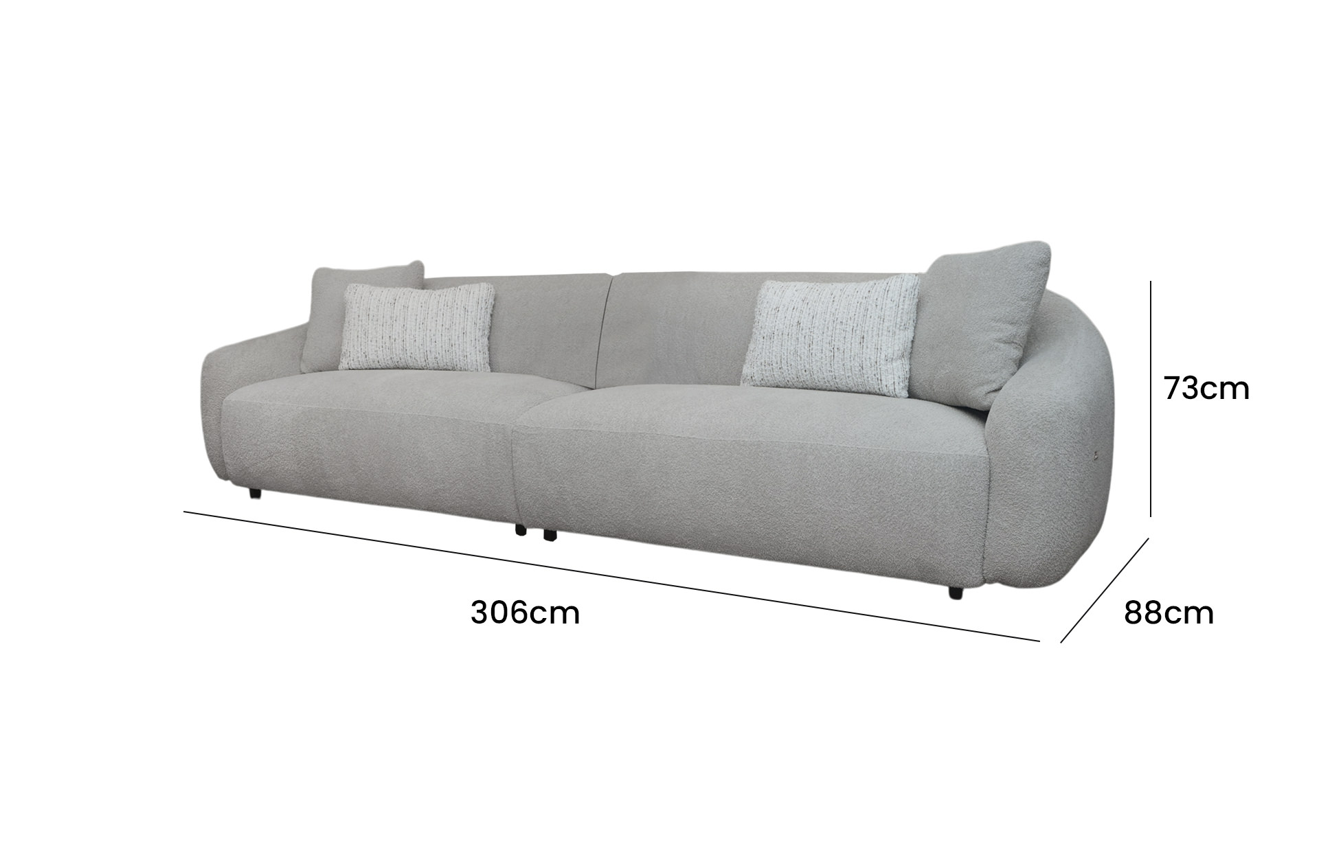 Home Decor Haniya Sofa Set YS176 2 Side View Size