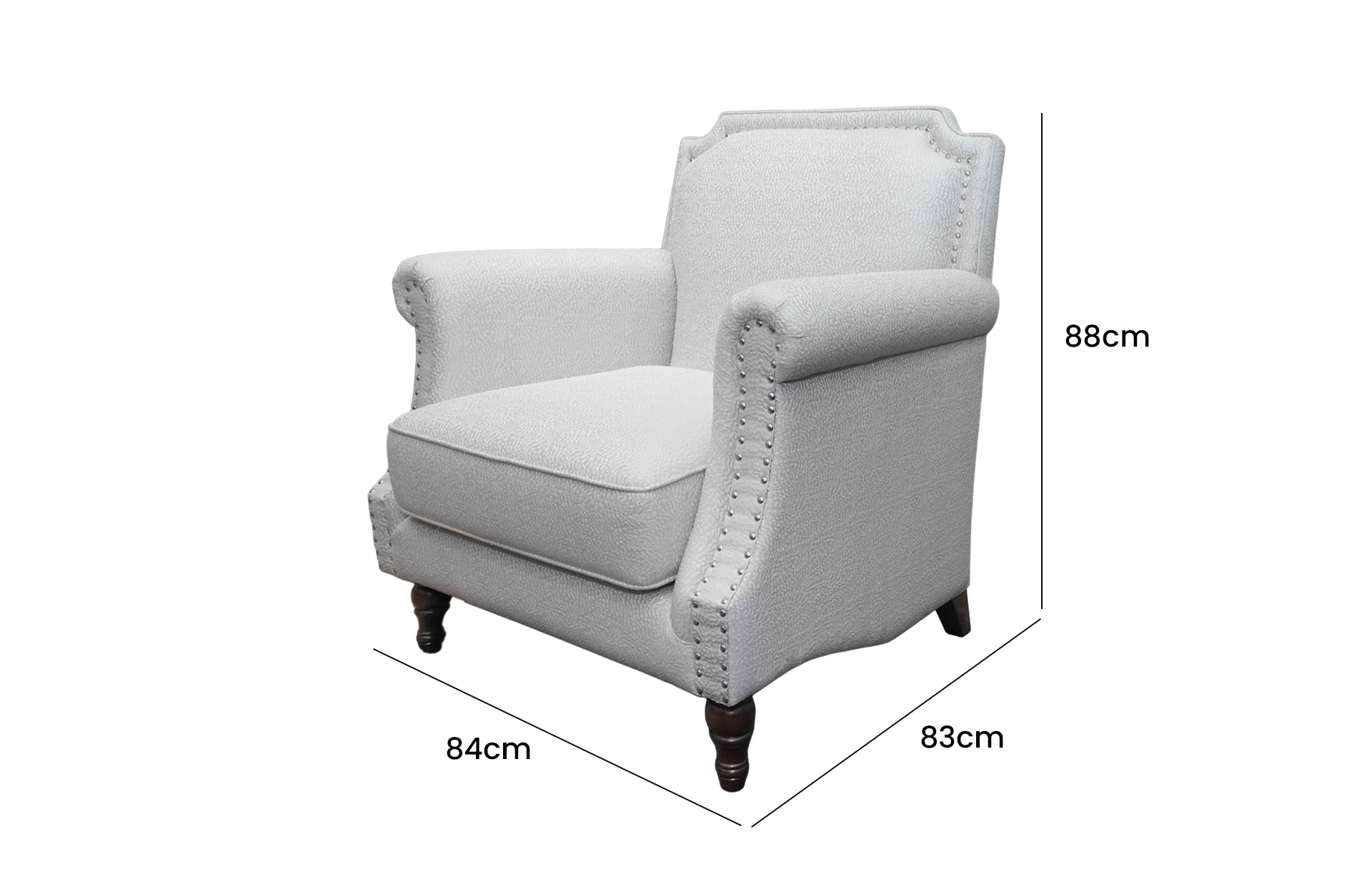 Home Decor Loewy Armchair EO Porcelain Side View Size