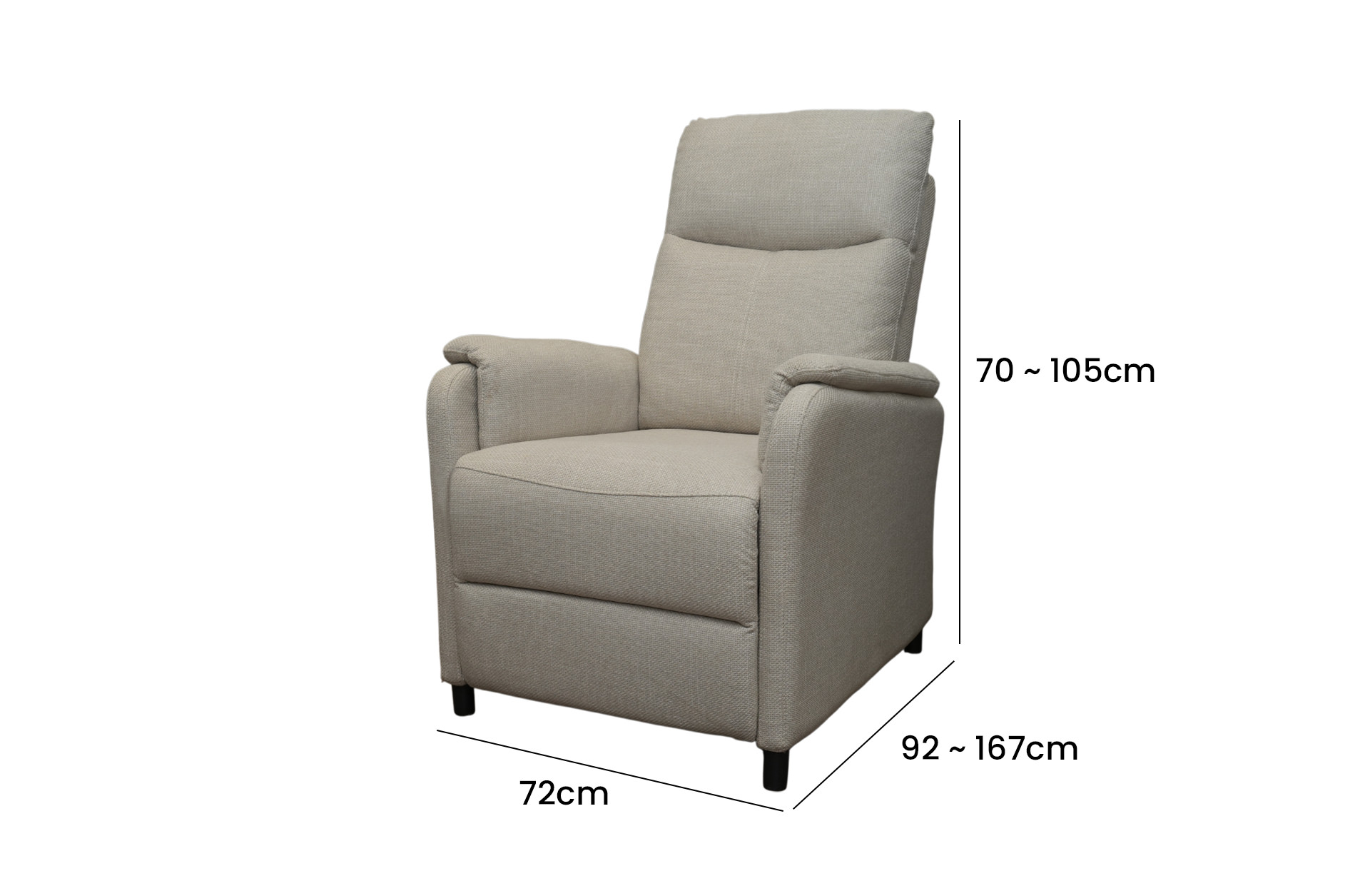 Home Decor Logan Recliner Side / Front View Size