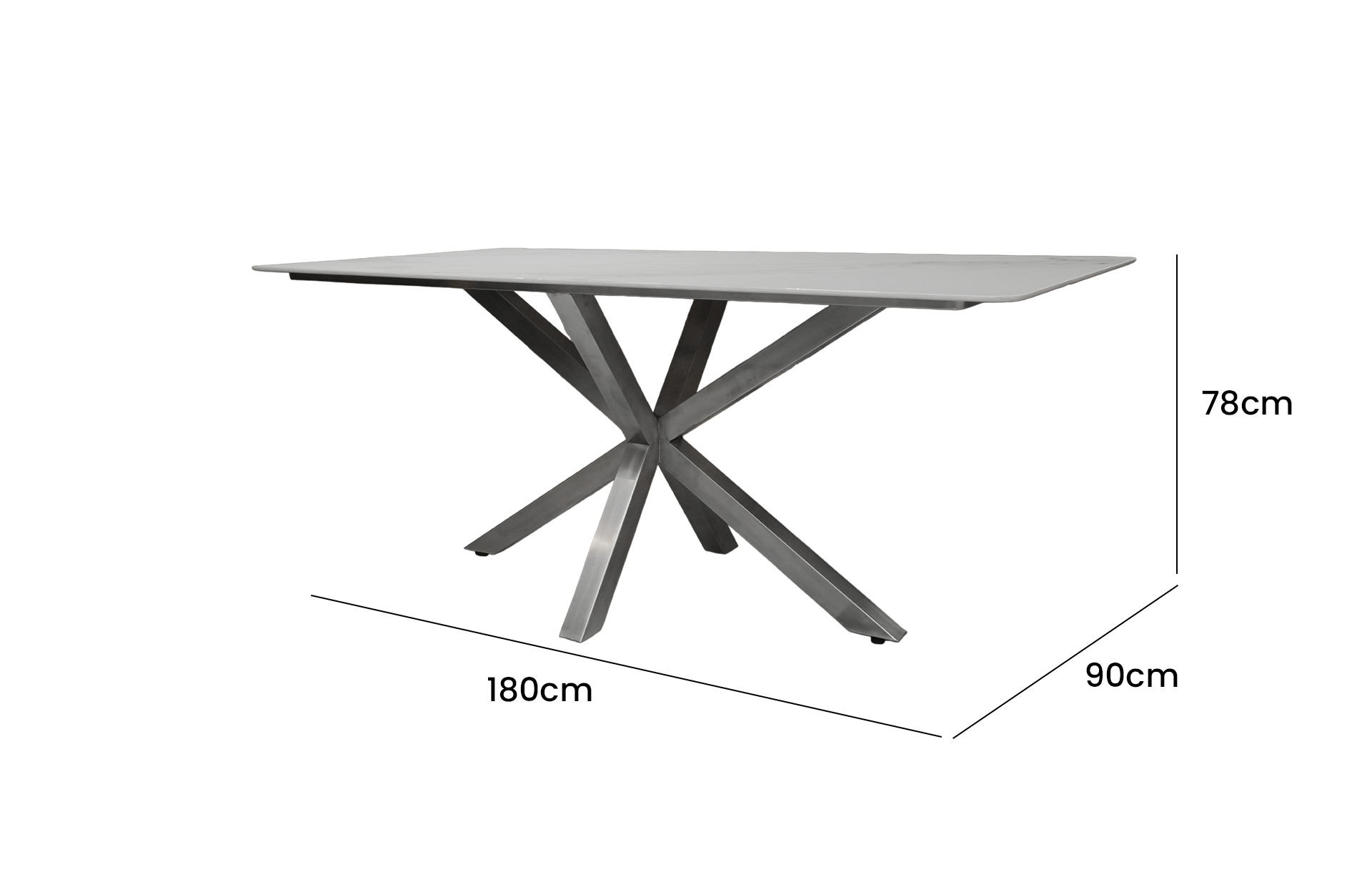 Home Decor Nebbia Faux Marble Dining Table Side View SIze