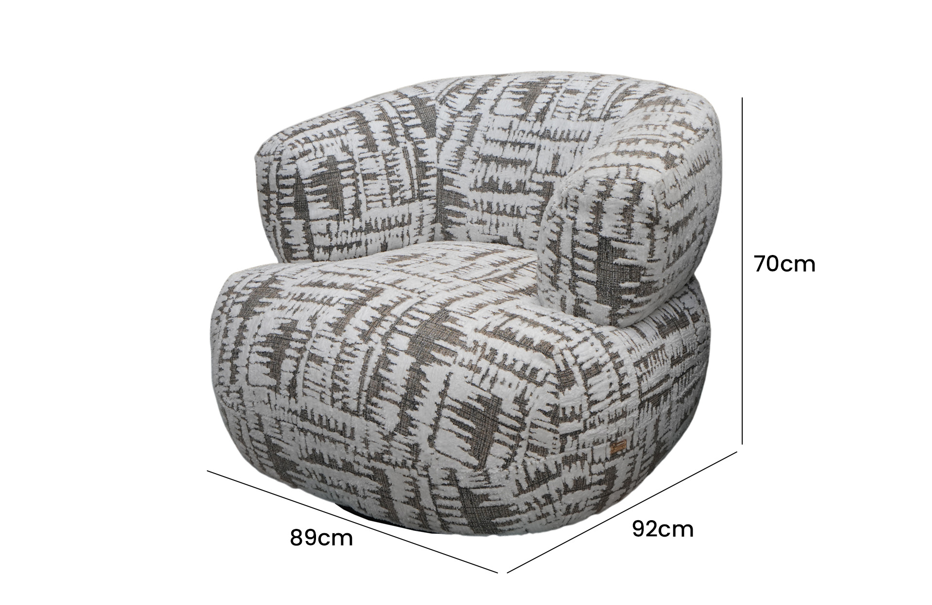 Home Decor Nexus Swivel Armchair Side View Size