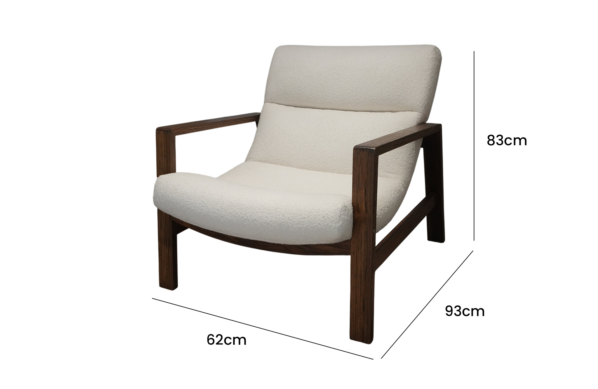 Home Decor Opal RV Armchair MG Ivory Side View Size