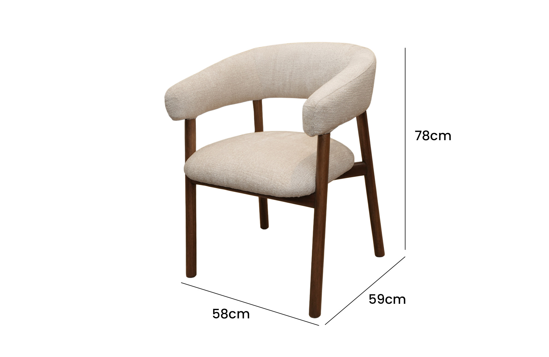 Home Decor Tarifa Dining Chair Side View Size