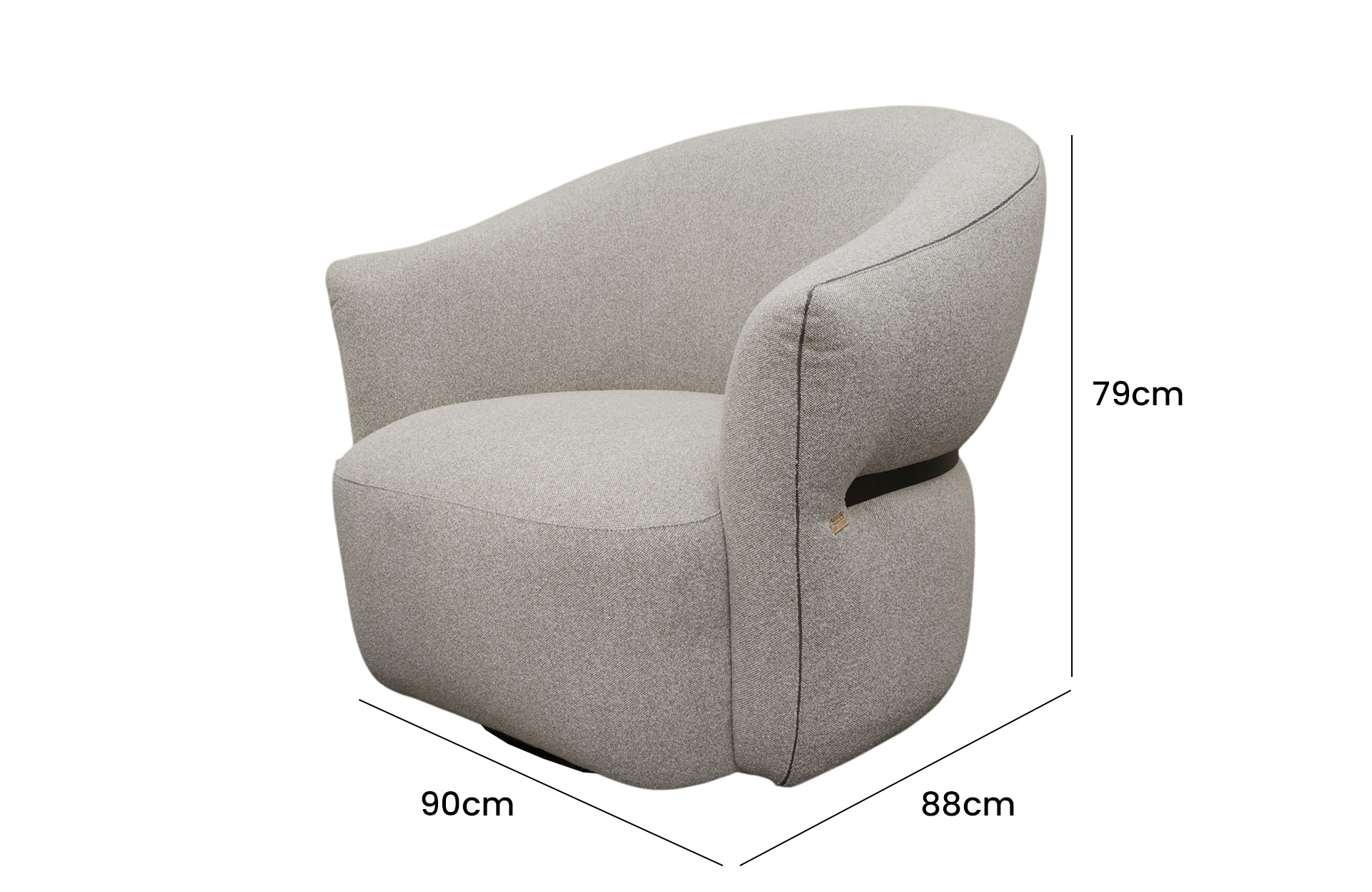 Home Decor Witt Swivel Armchair -B Side View Size