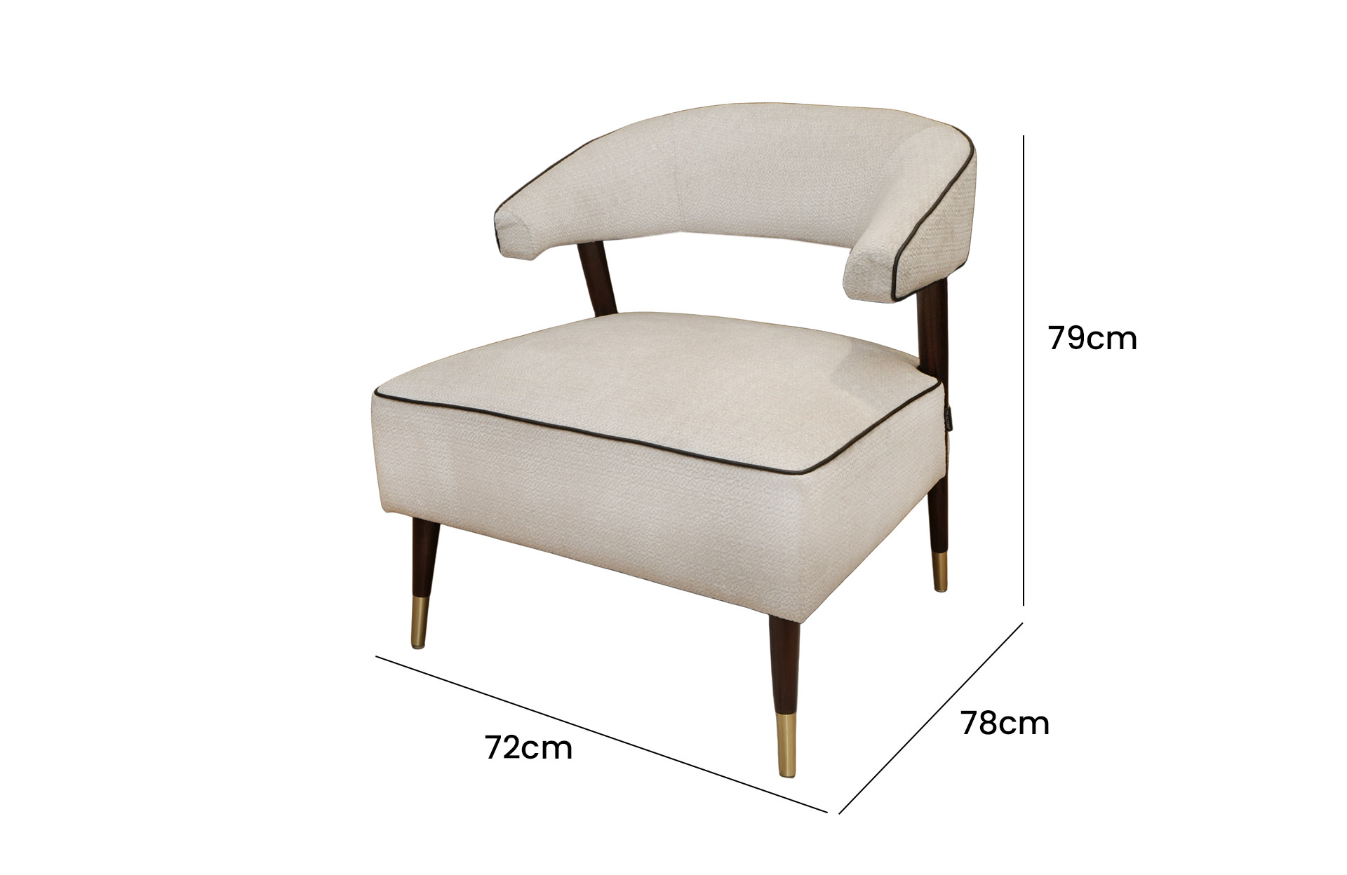 Home Decor Xinbo Armchair P 07 Oyster Side View Size
