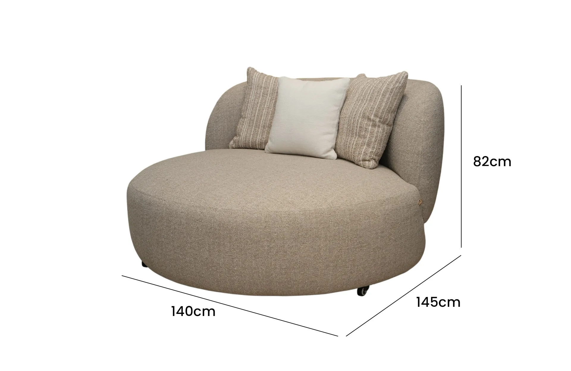 Home Decor Zenith Chaise YS205 SIde / Front View Size