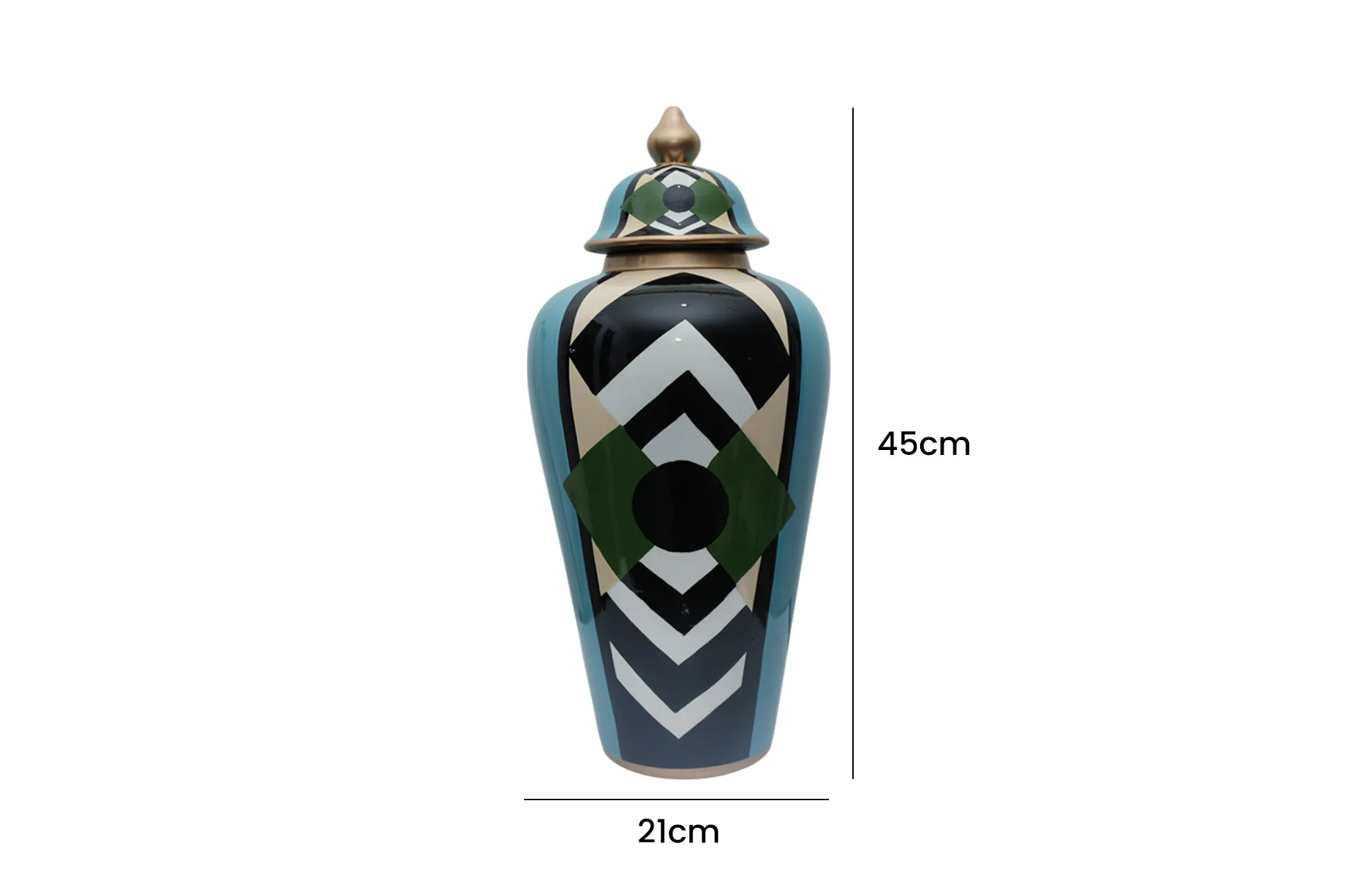 Home Decor Ceramic Decorate Jar V Design 26 Front View Size