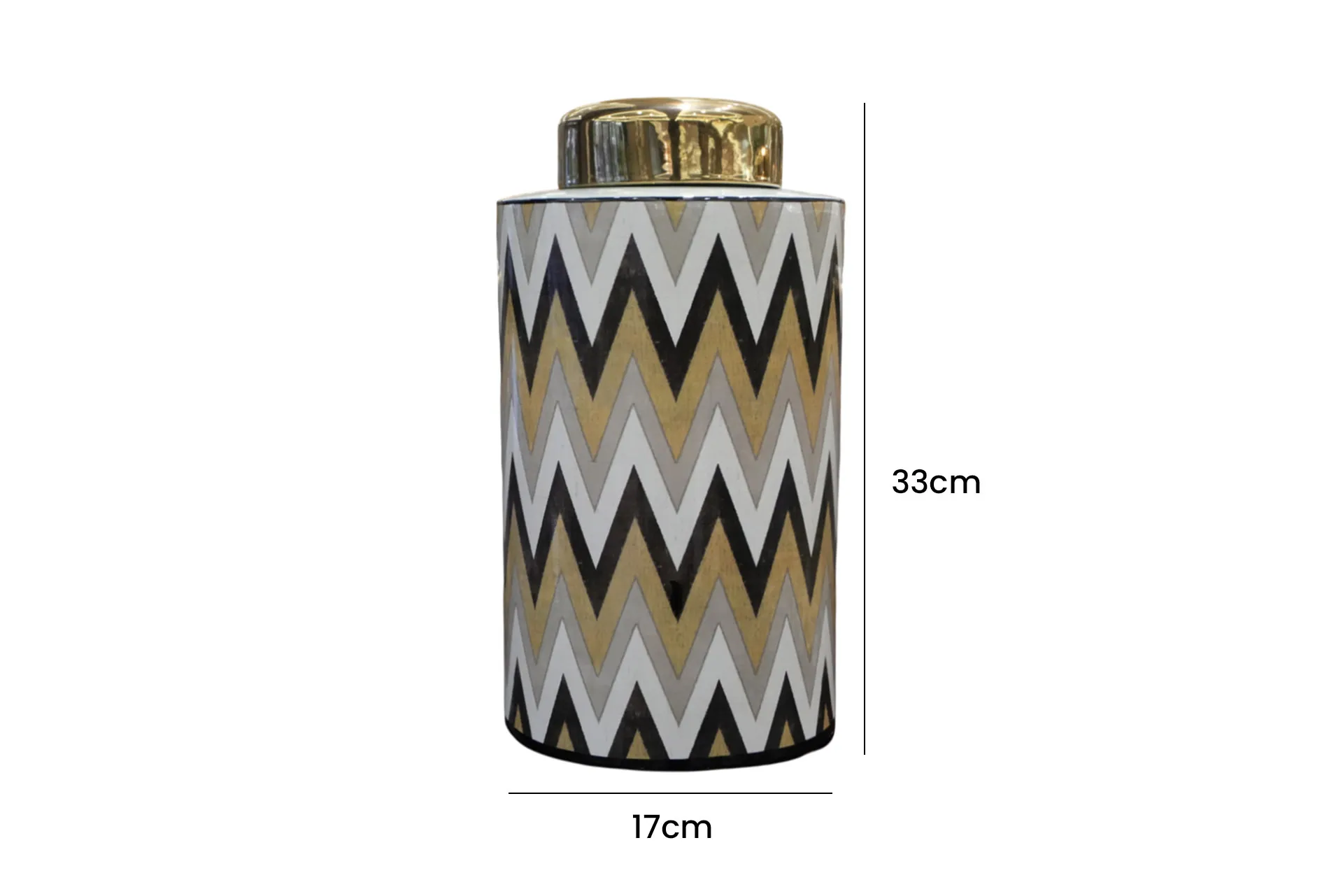 Home Decor Ceramic Decorate Jar V Design 48L Front View Size