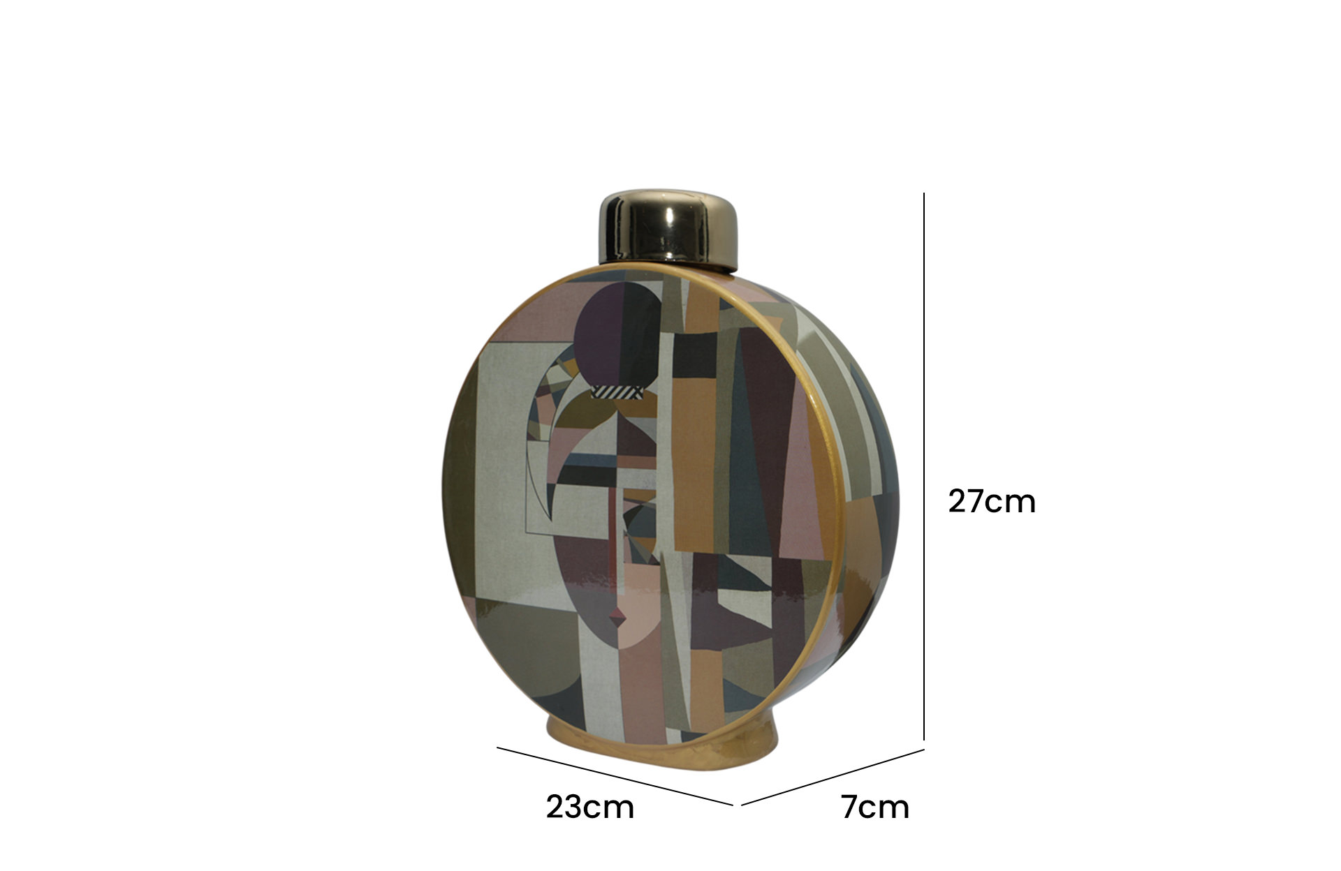 Home Decor Ceramic Decorate Jar V Design 54S Side View Size