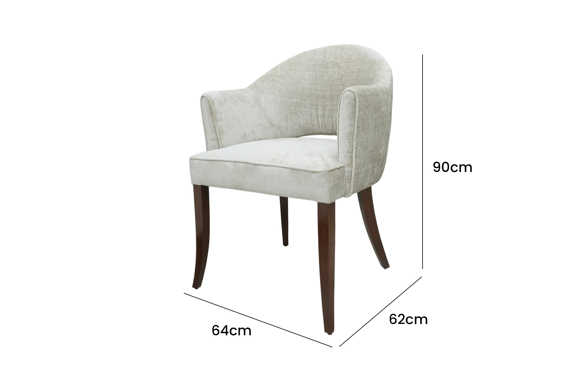 Home Decor Dagoya Chair AY Ivory A Dining Chair Side View Size