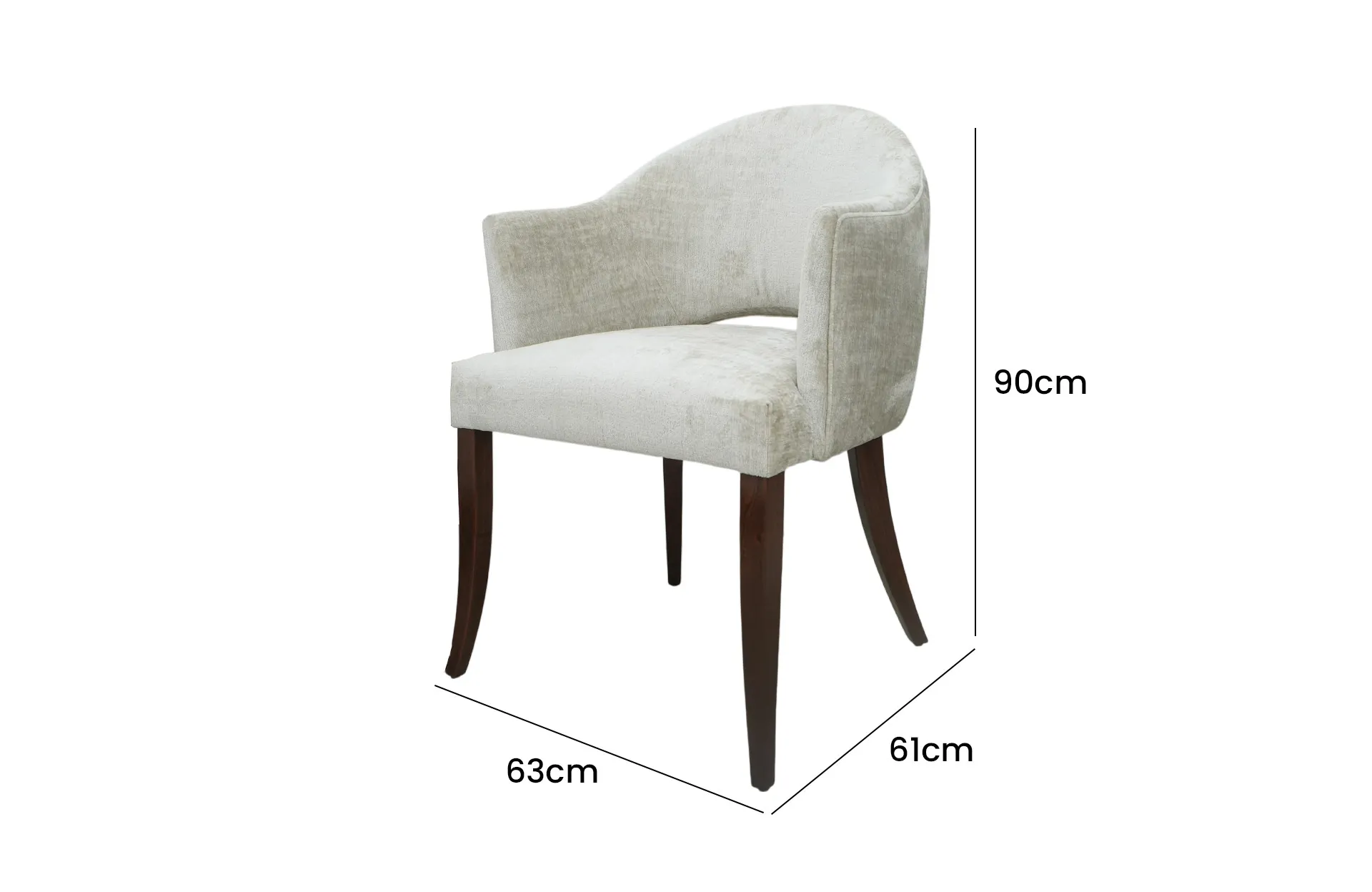 Home Decor Dagoya Chair AY Ivory B Dining Chairs Side View Size