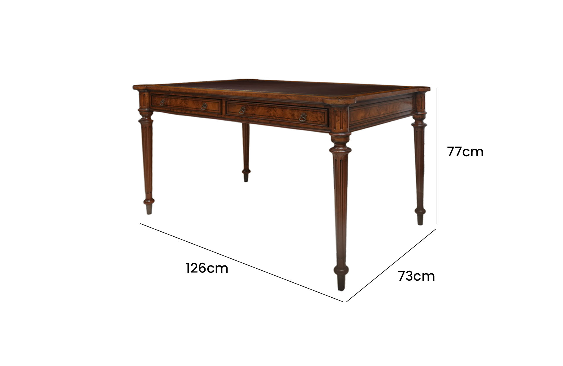 Home Decor Henry Writing Table Small 33151L Side View Size