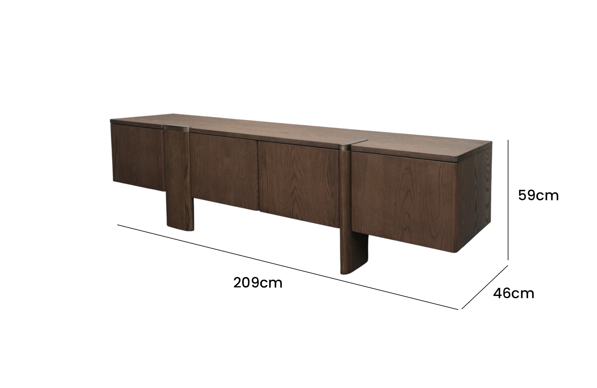 Home Decor Montaro Media Console Side View Size